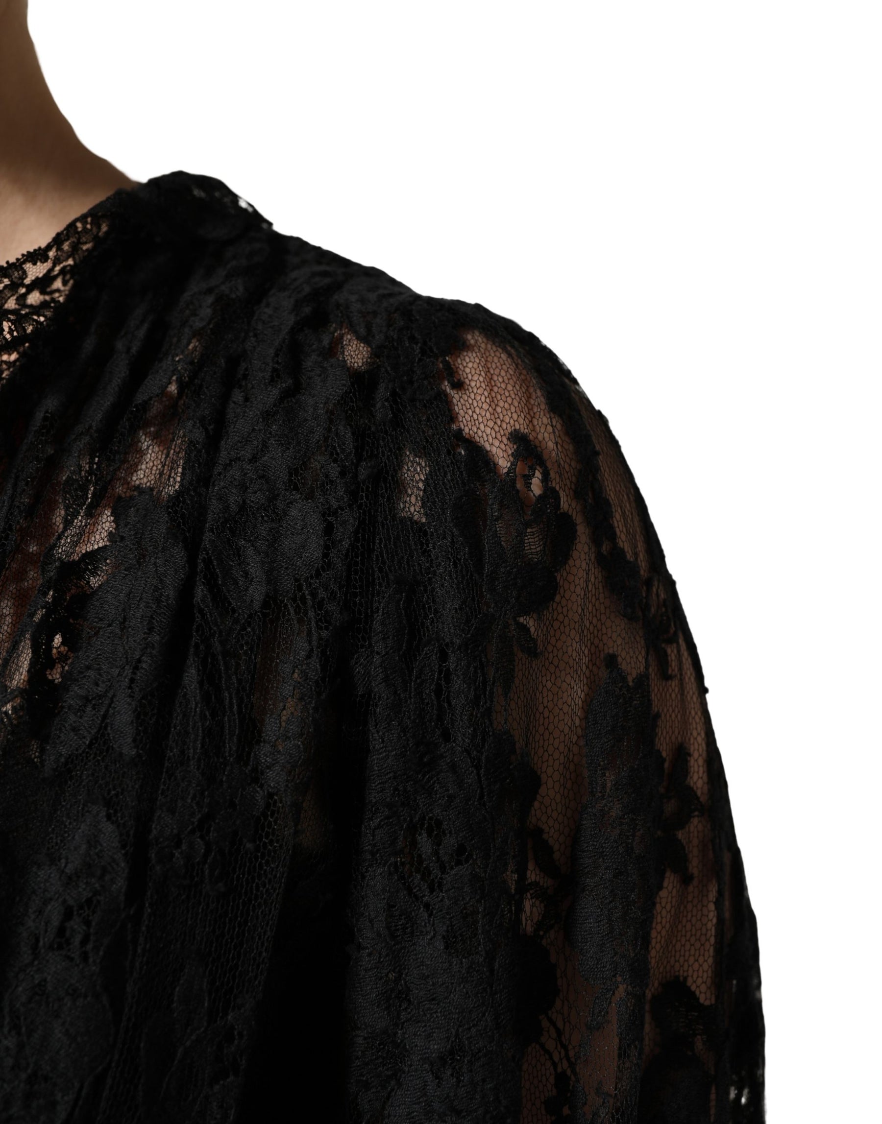 Dolce & Gabbana Black Lace A-line Long Evening Gown Dress | Regal Royce