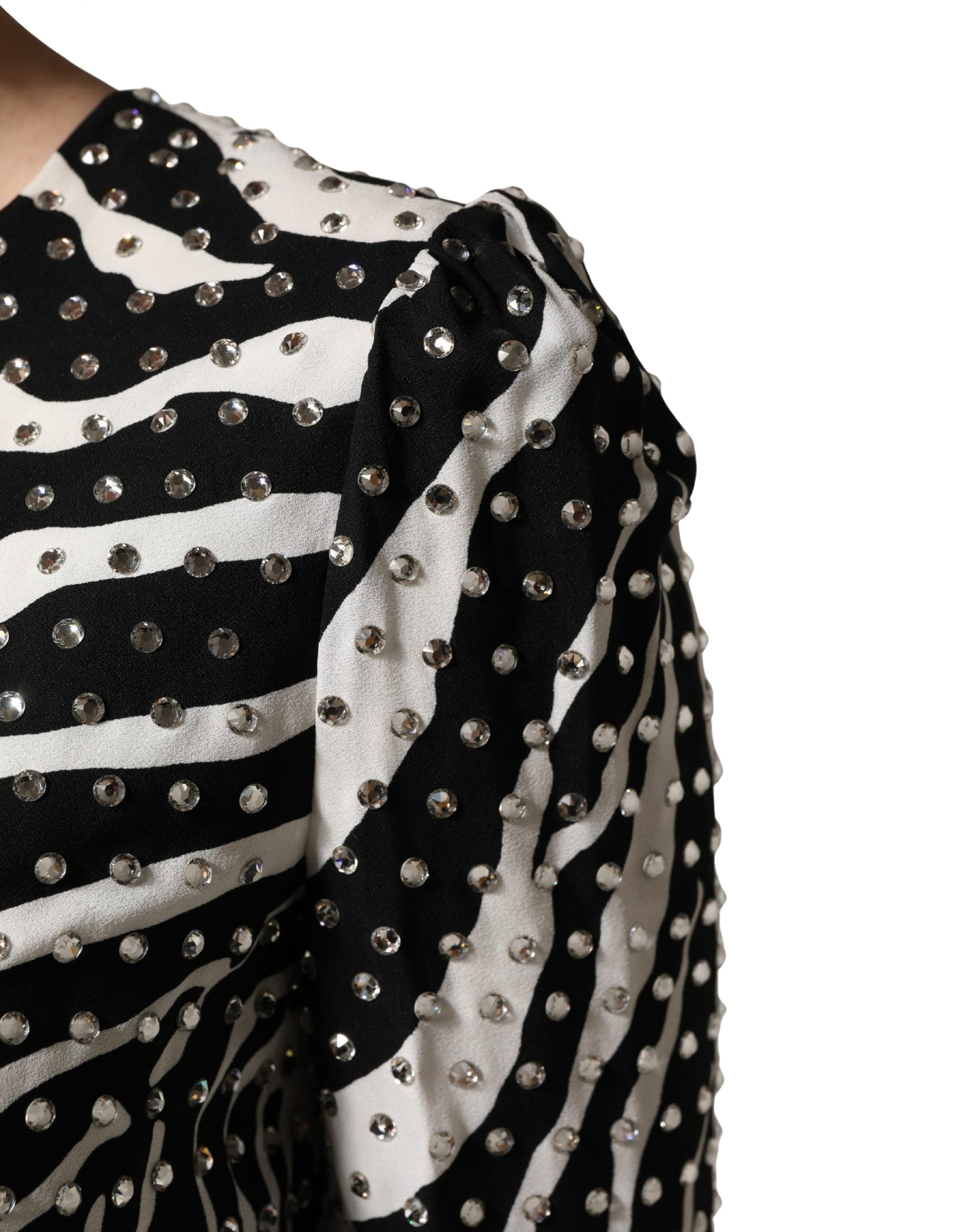 Dolce & Gabbana Black White Zebra Rhinestones Mini Dress | Regal Royce