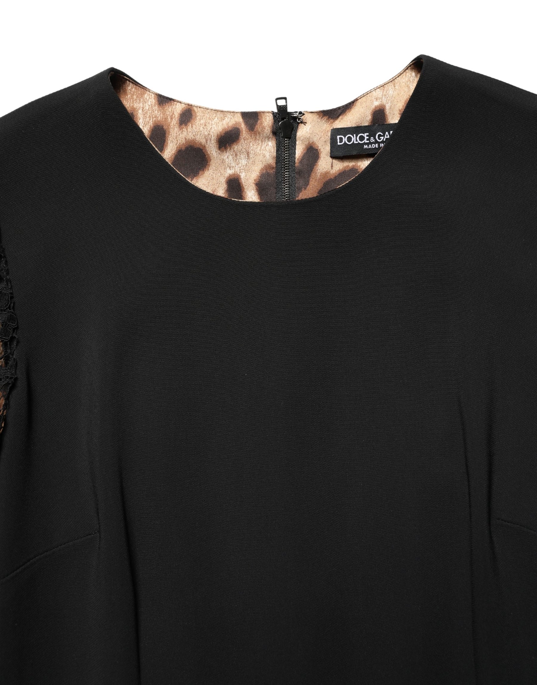 Dolce & Gabbana Black Viscose Lace Long Sleeves Mini Dress | Regal Royce