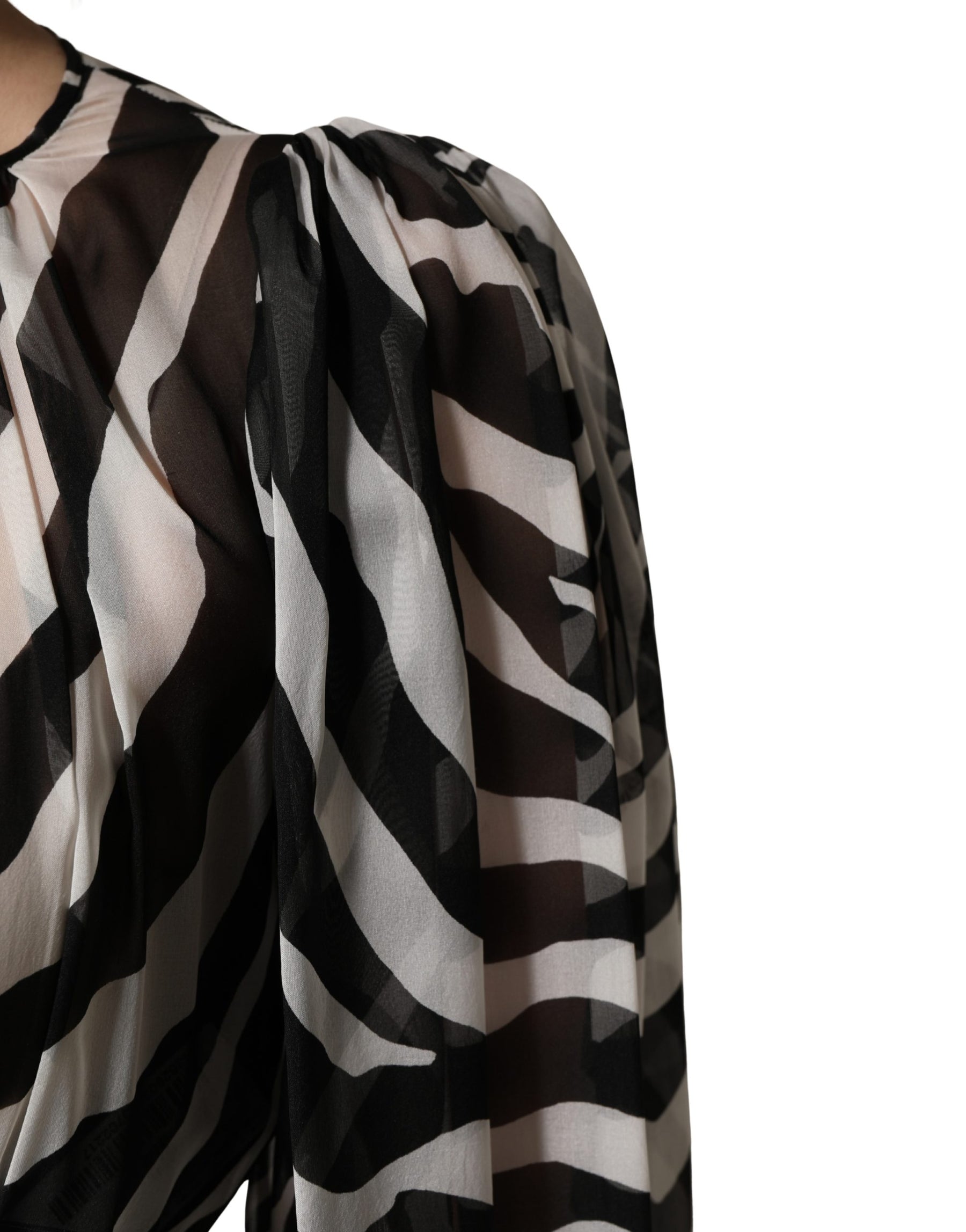 MSGM Black White Zebra Puff Sleeves Mini Dress | Regal Royce