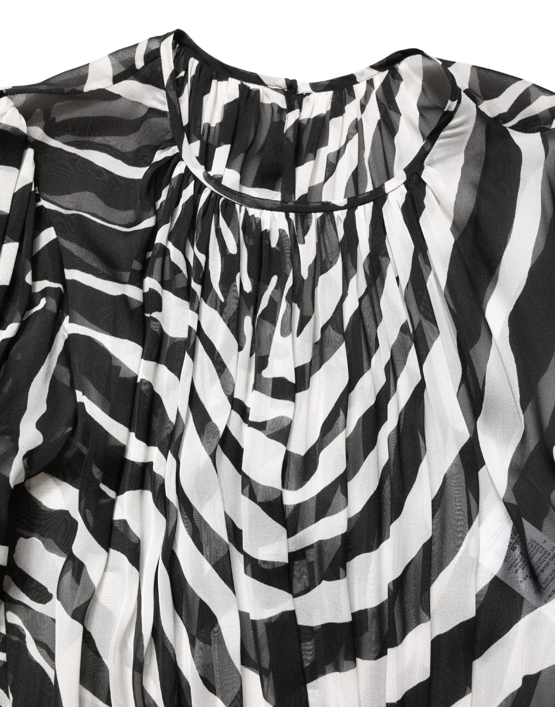 MSGM Black White Zebra Puff Sleeves Mini Dress | Regal Royce