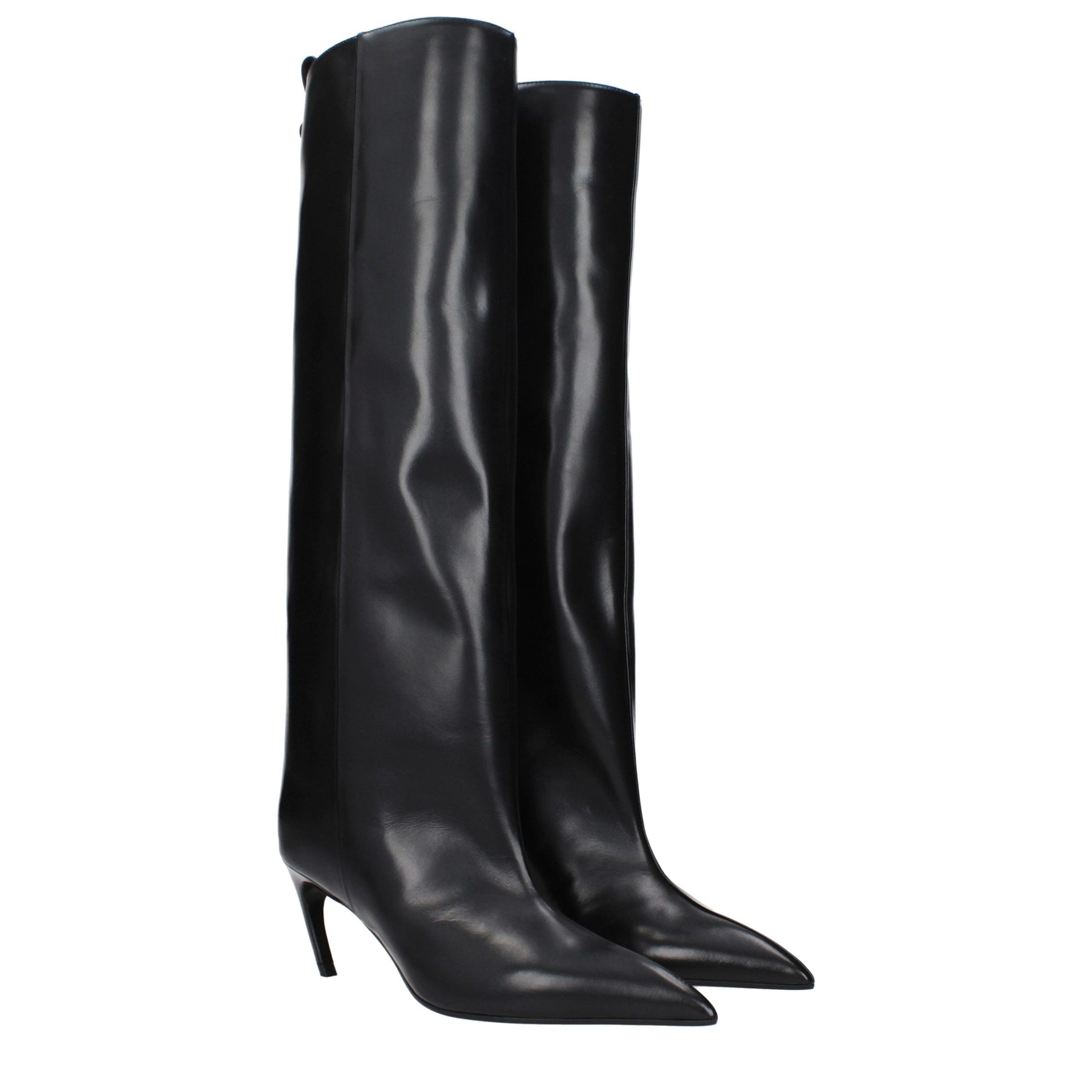 The Attico Black Leather High Heel Boots | Regal Royce