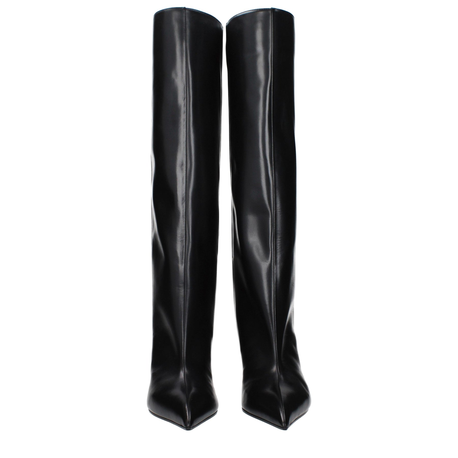 The Attico Black Leather High Heel Boots | Regal Royce