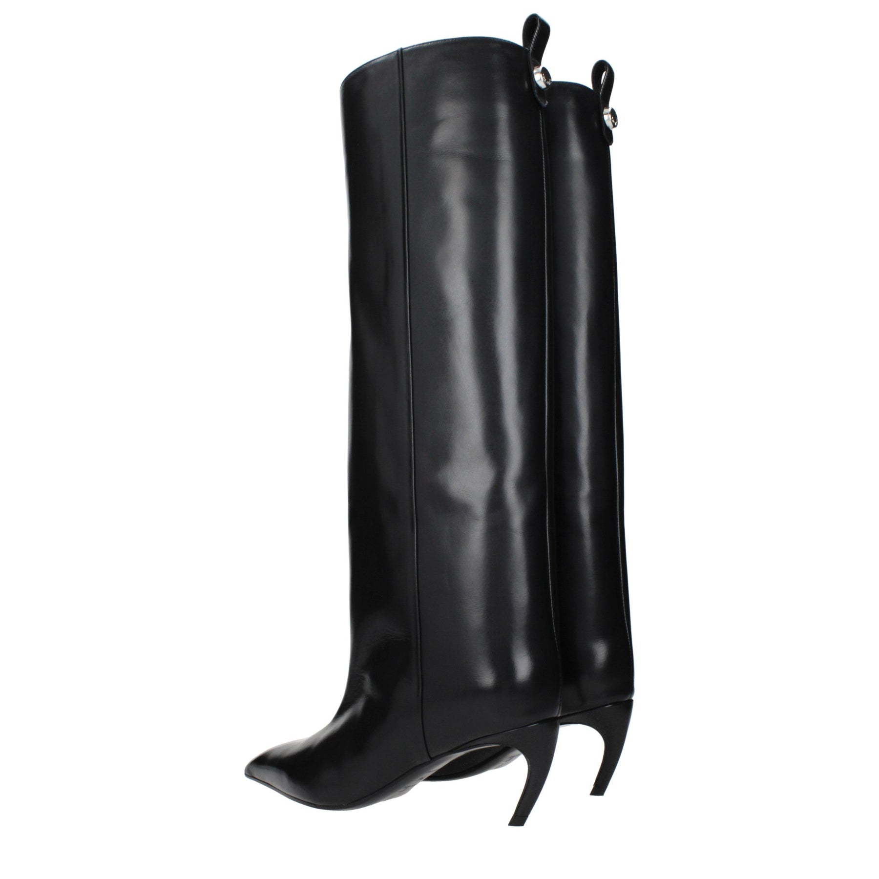 The Attico Black Leather High Heel Boots | Regal Royce