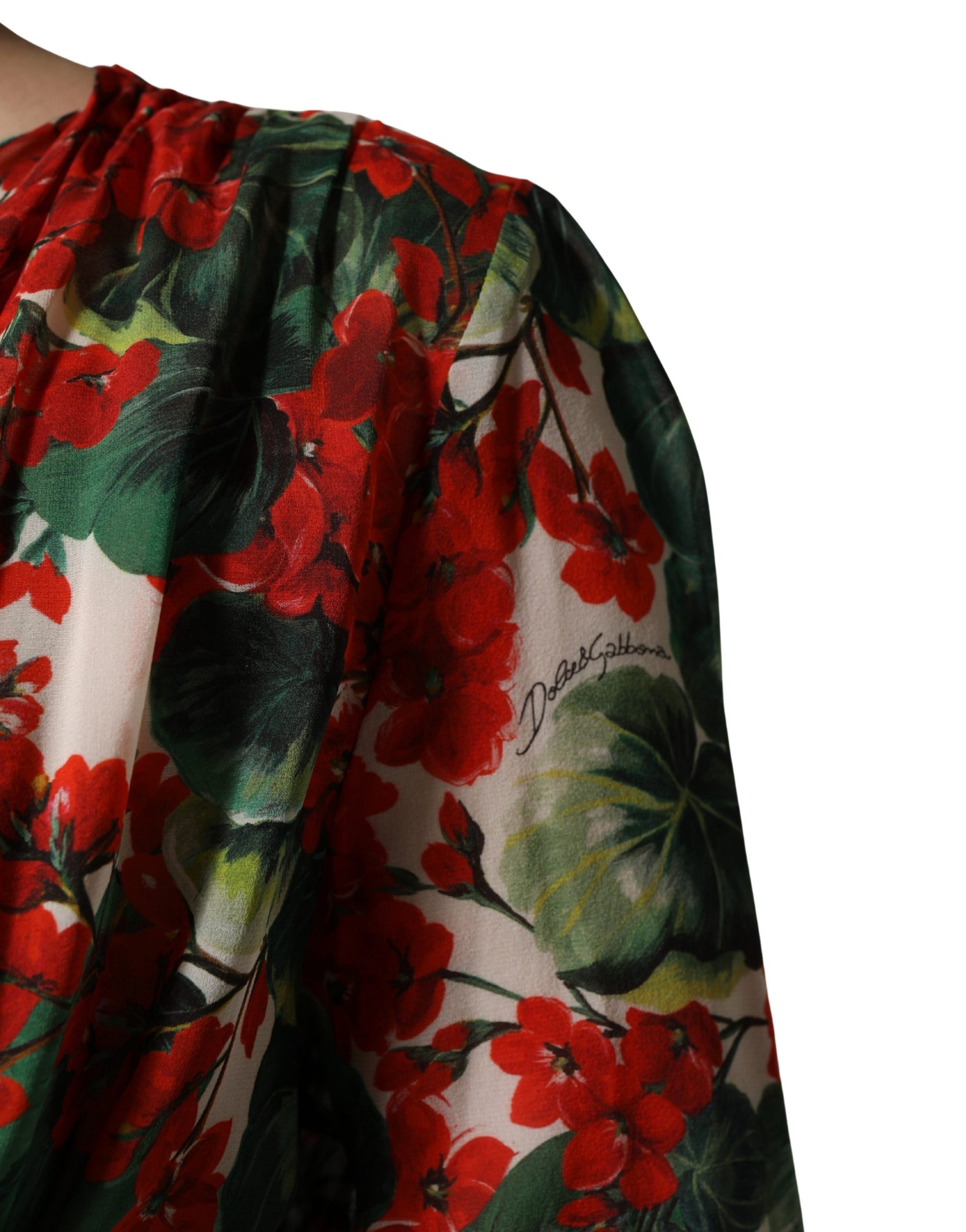 Dolce & Gabbana Multicolor Floral Long Sleeves V-neck Dress | Regal Royce