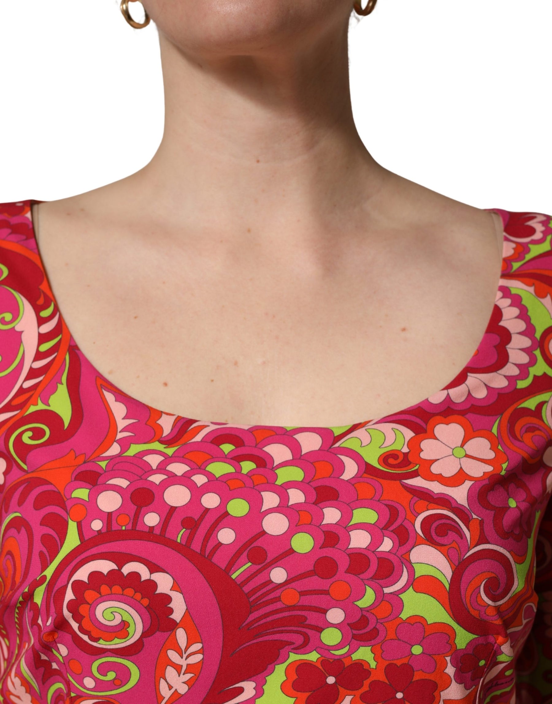 Dolce & Gabbana Red Paisley Floral Print Sheath Midi Dress | Regal Royce