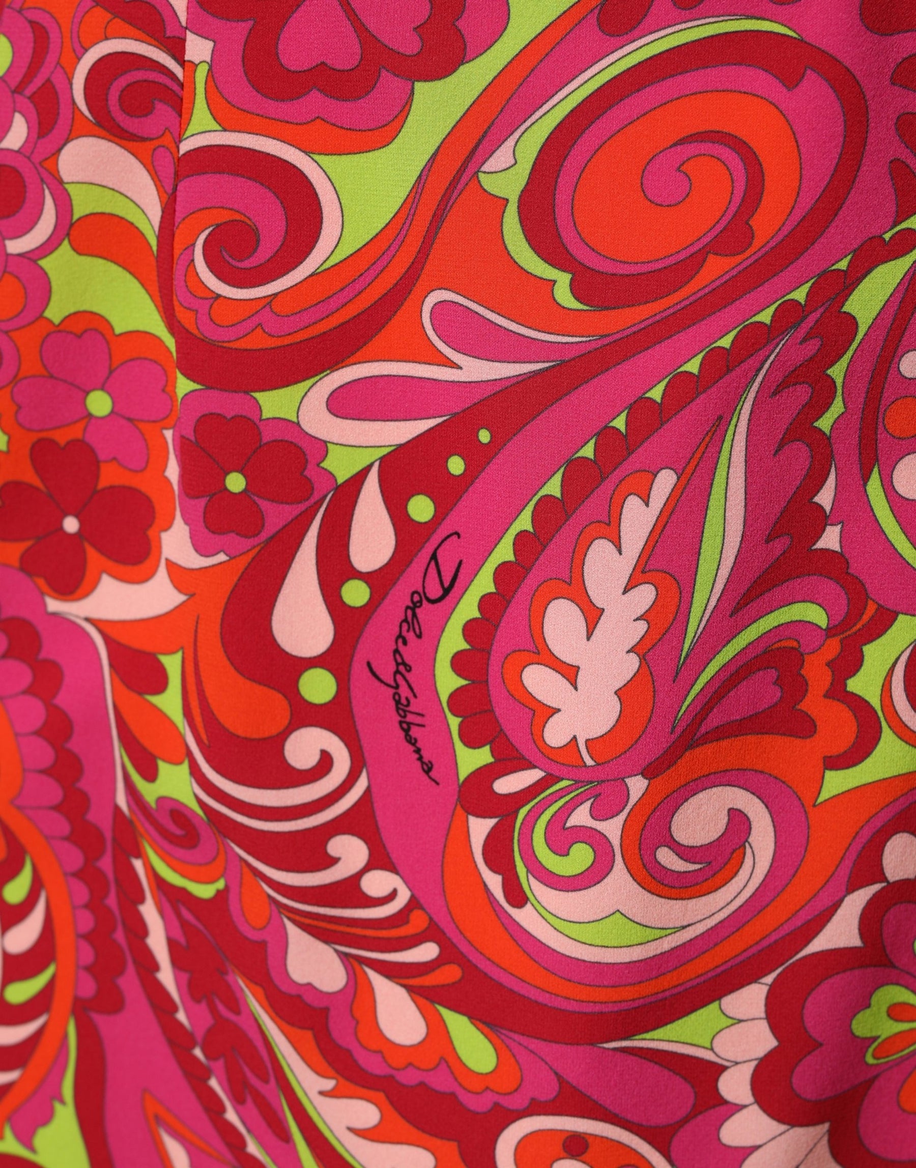 Dolce & Gabbana Red Paisley Floral Print Sheath Midi Dress | Regal Royce