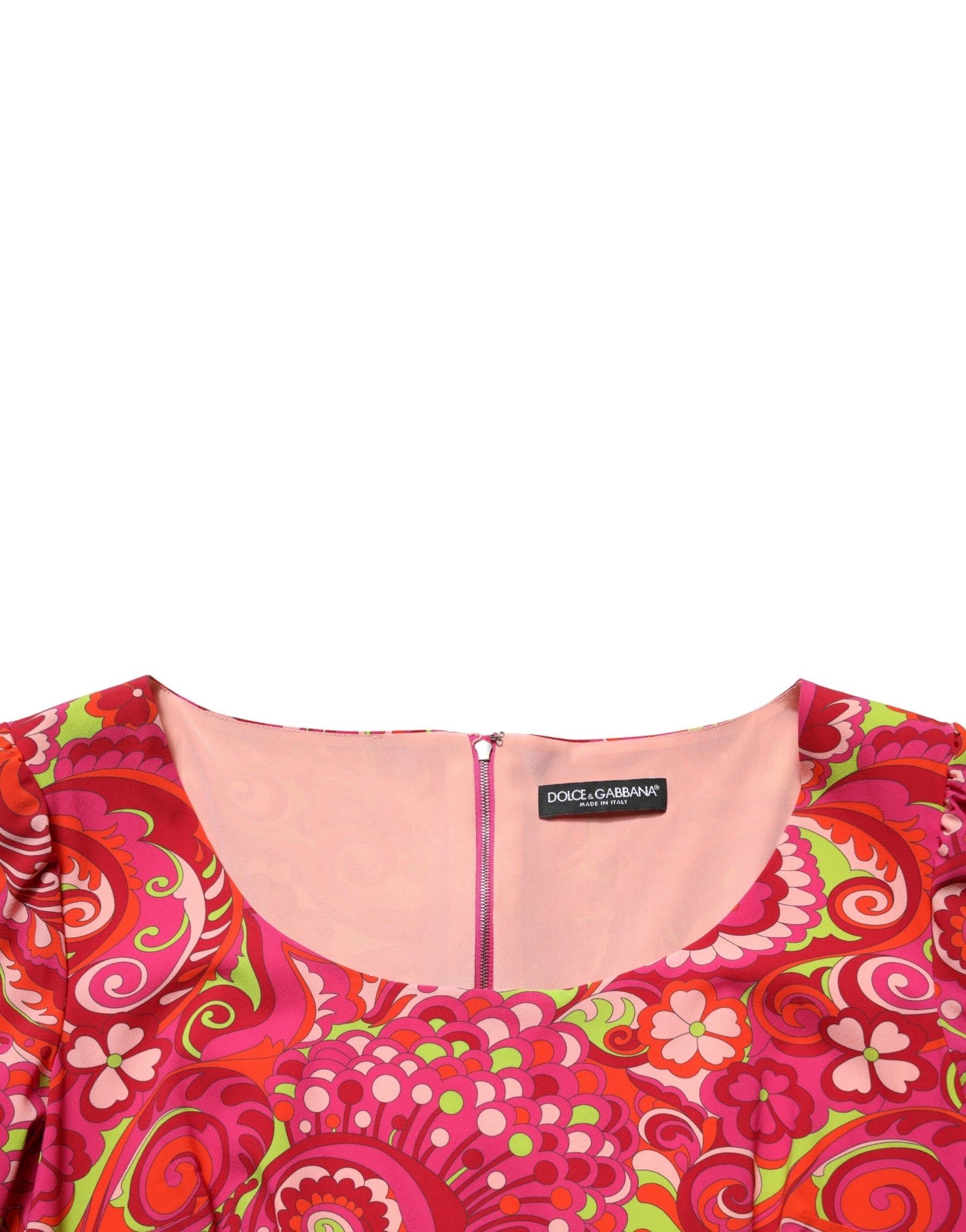 Dolce & Gabbana Red Paisley Floral Print Sheath Midi Dress | Regal Royce