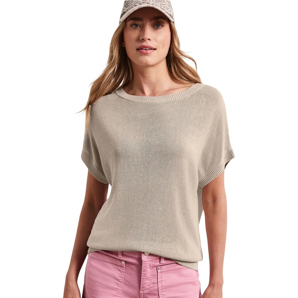 Street One Beige Viscose Sleeveles Sweater | Regal Royce