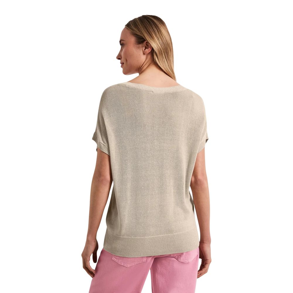Street One Beige Viscose Sleeveles Sweater | Regal Royce