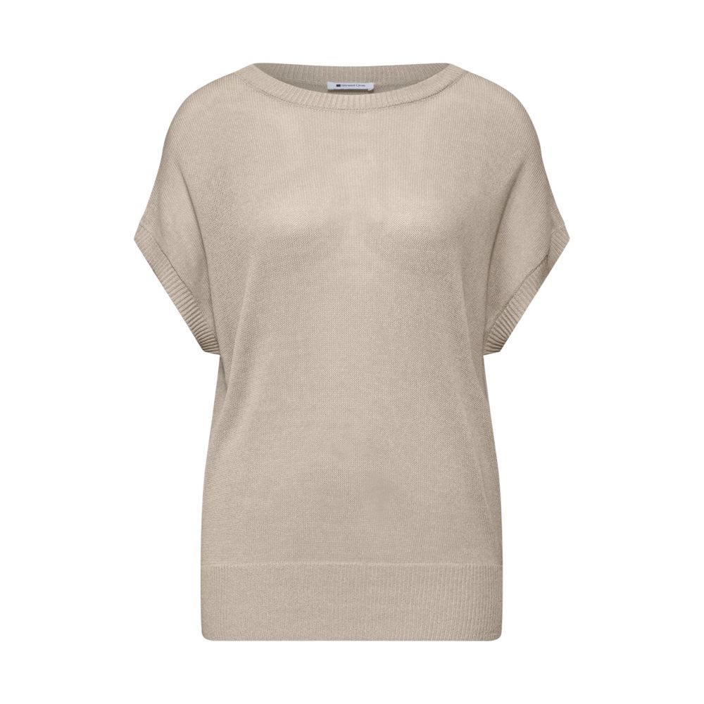 Street One Beige Viscose Sleeveles Sweater | Regal Royce
