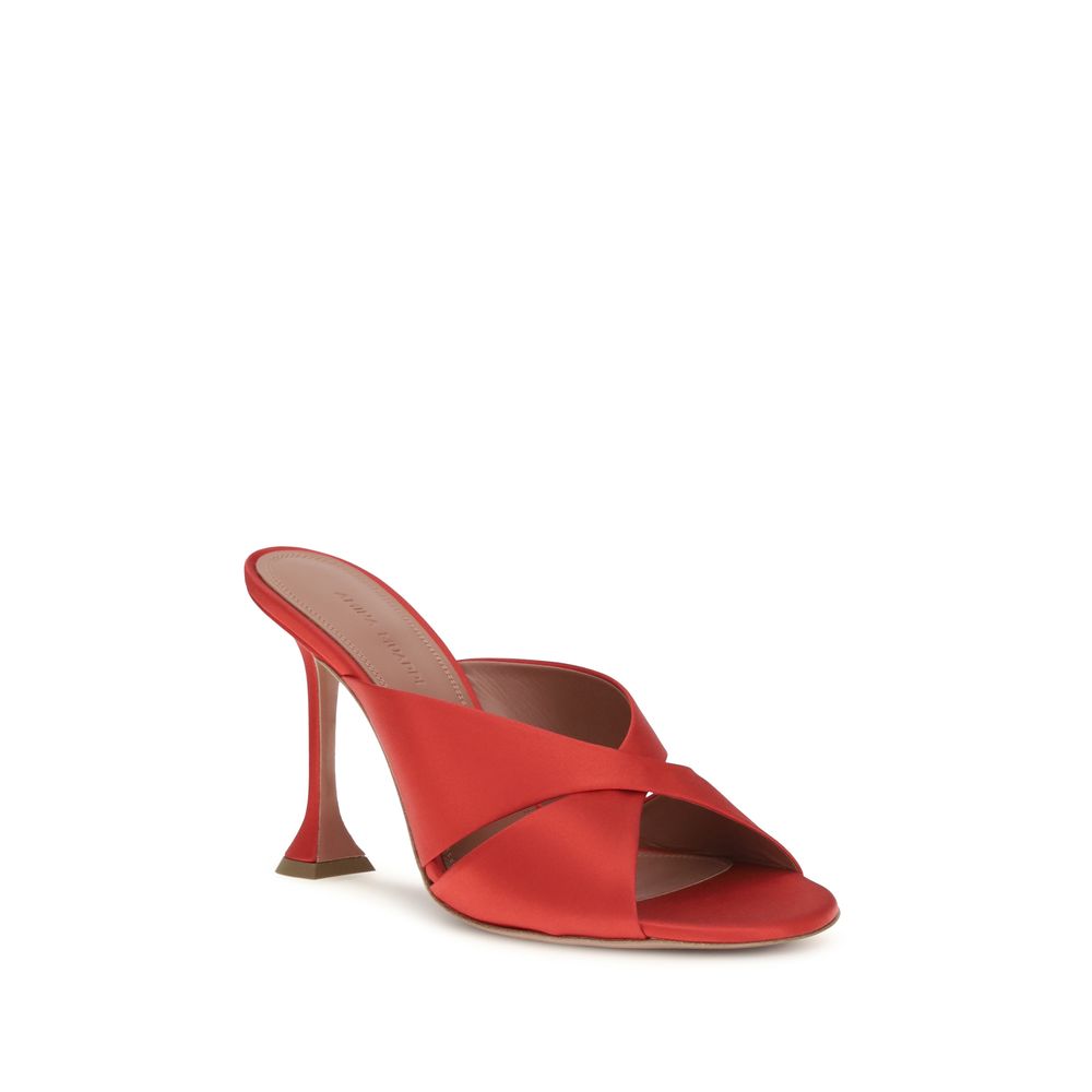 Amina Muaddi Multicolor Silk Stiletto Heel Sandals | Regal Royce