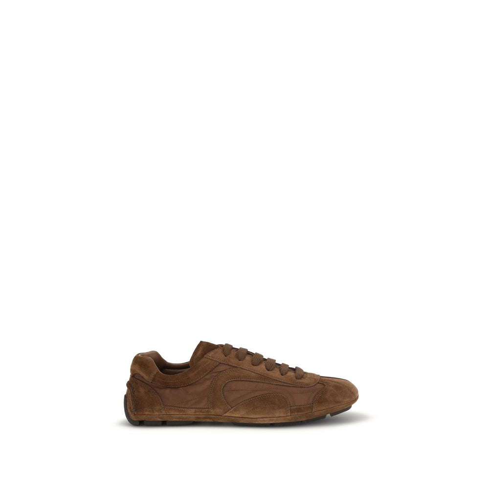 Prada Brown Calf Leather Bos Taurus Low Top Sneakers | Regal Royce