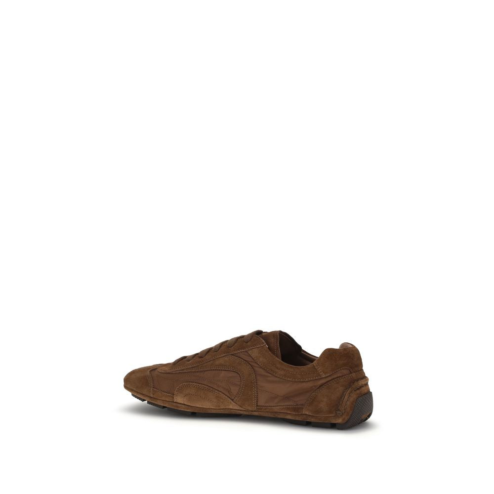 Prada Brown Calf Leather Bos Taurus Low Top Sneakers | Regal Royce