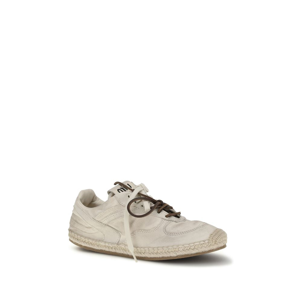 Miu Miu Beige Cotton Platform Sneakers | Regal Royce
