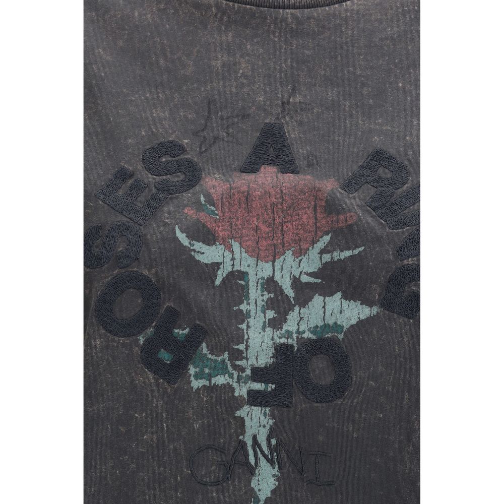Ganni Gray Cotton T-Shirt | Regal Royce