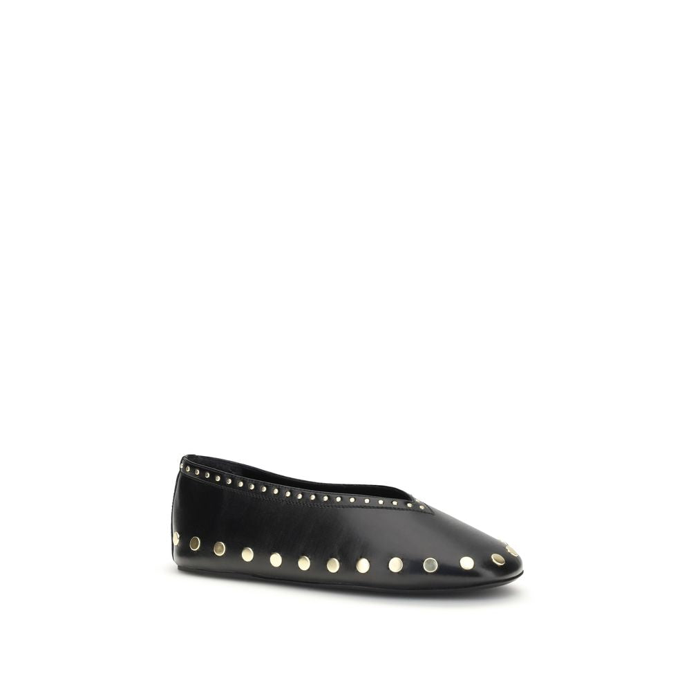 Ganni Black Polyurethane Ballet Flats | Regal Royce