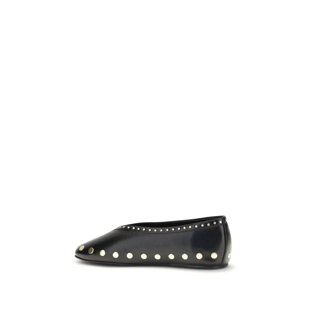 Ganni Black Polyurethane Ballet Flats | Regal Royce