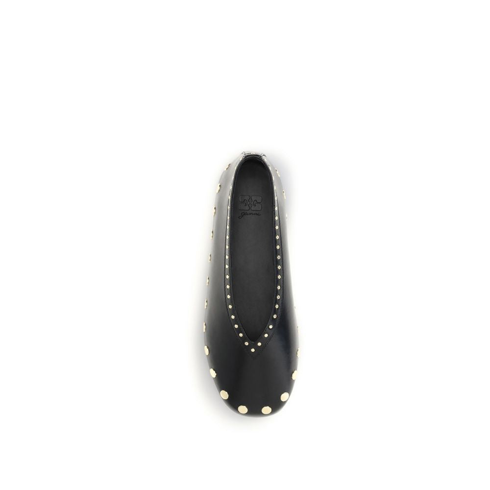 Ganni Black Polyurethane Ballet Flats | Regal Royce