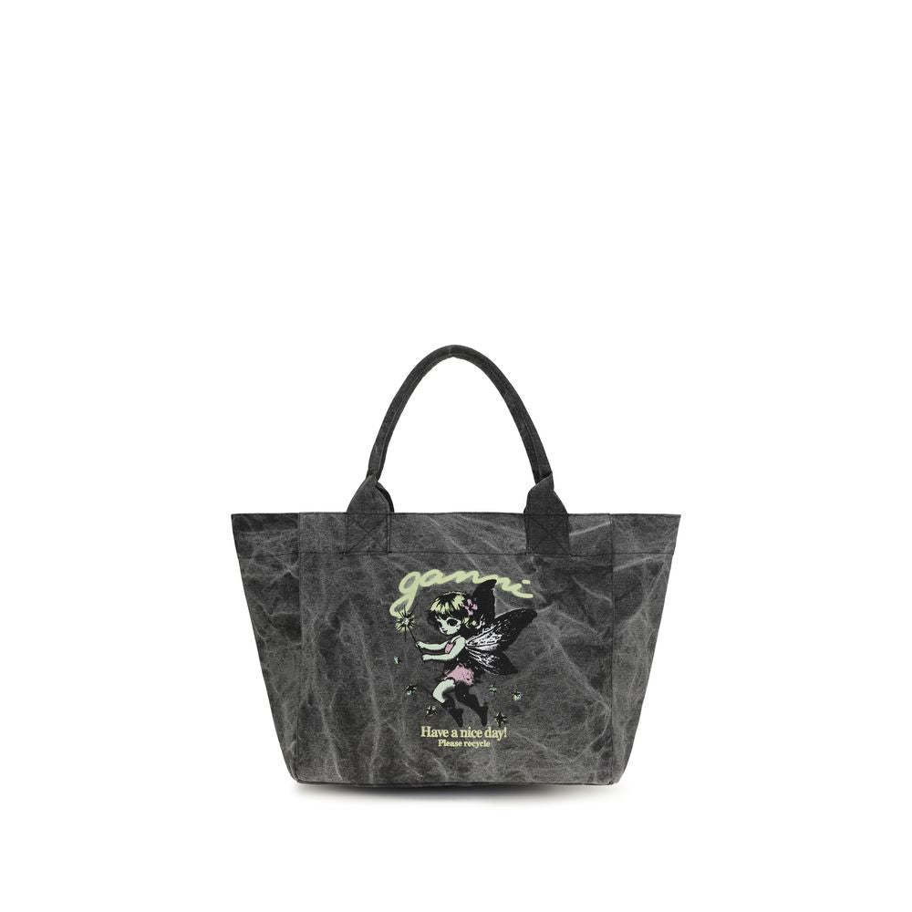 Ganni Gray Recycled Cotton Shoulder Bag | Regal Royce