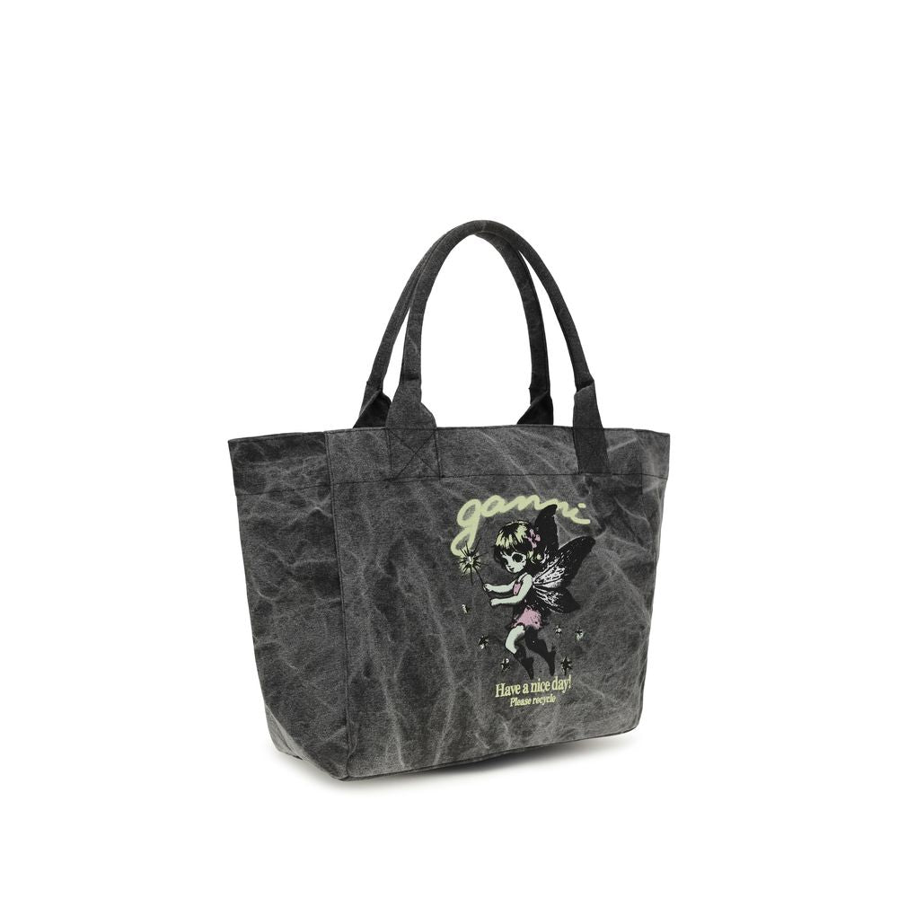 Ganni Gray Recycled Cotton Shoulder Bag | Regal Royce
