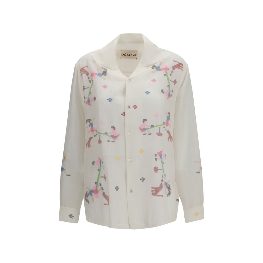 Baziszt White Cotton Pattern Shirt | Regal Royce