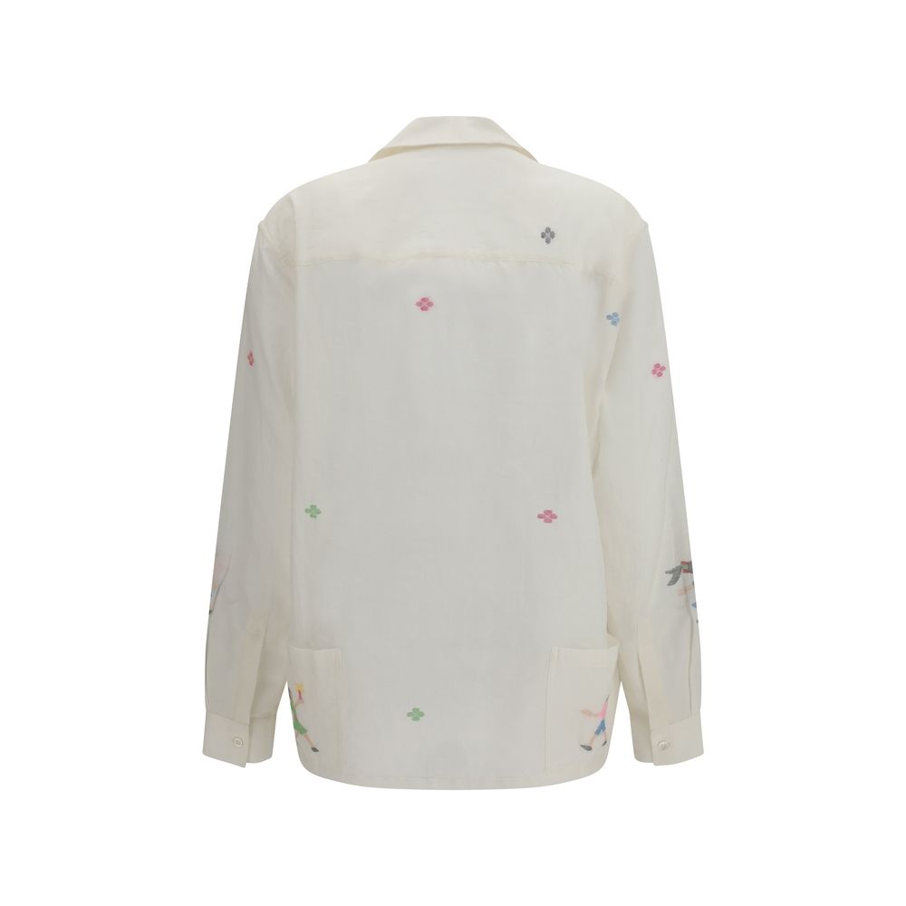 Baziszt White Cotton Pattern Shirt | Regal Royce
