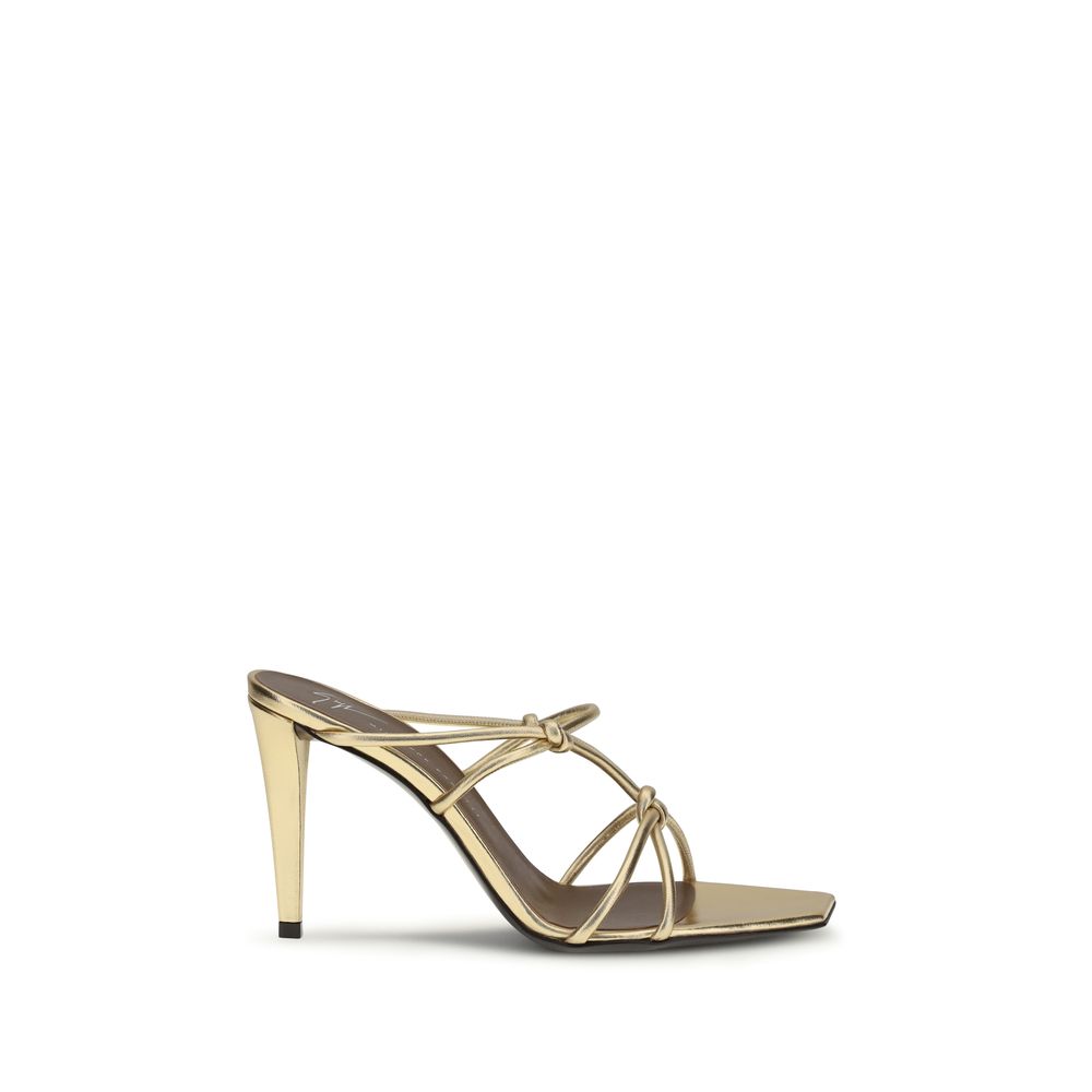 Giuseppe Zanotti Gold Calf Leather Bos Taurus Stiletto Heel Sandals | Regal Royce