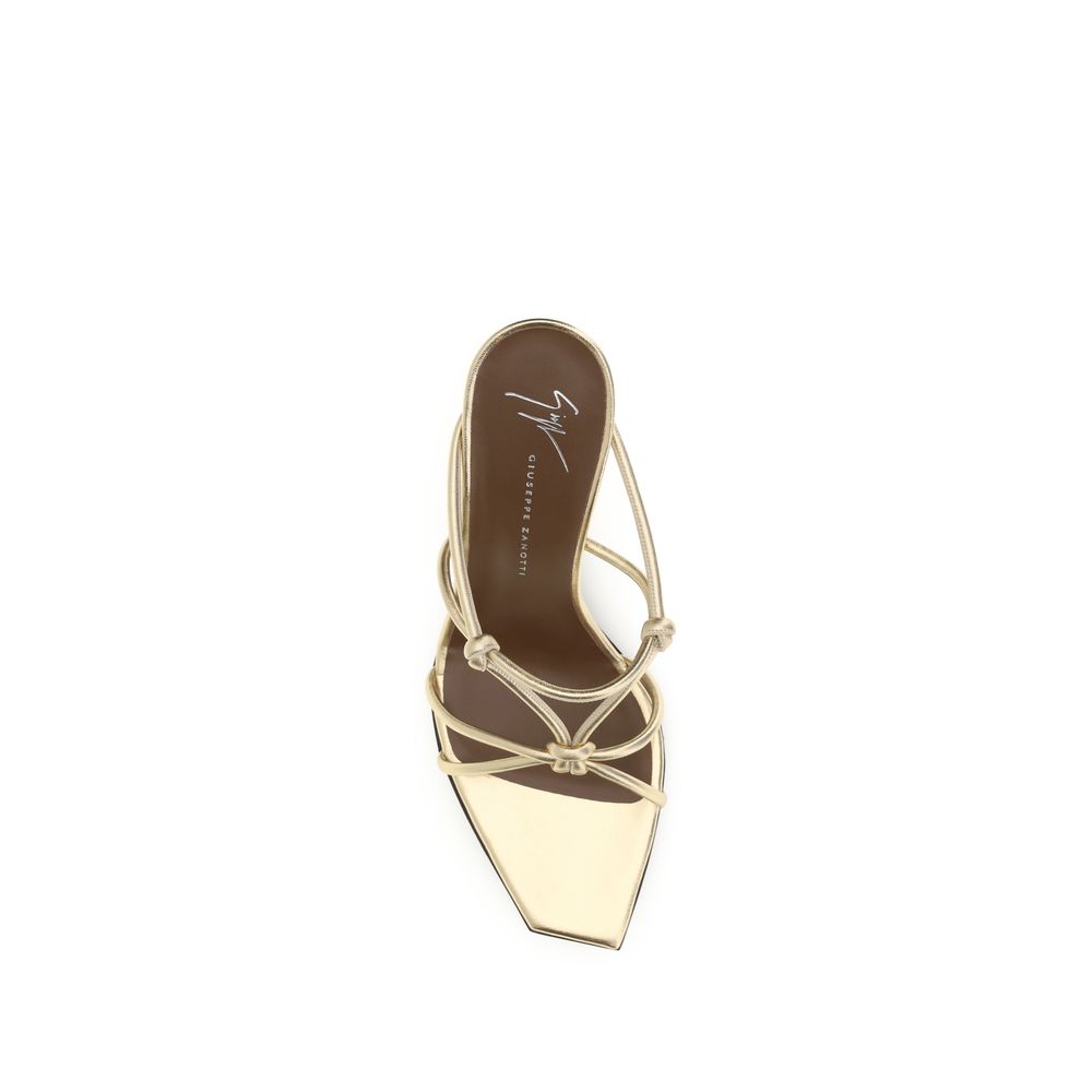 Giuseppe Zanotti Gold Calf Leather Bos Taurus Stiletto Heel Sandals | Regal Royce