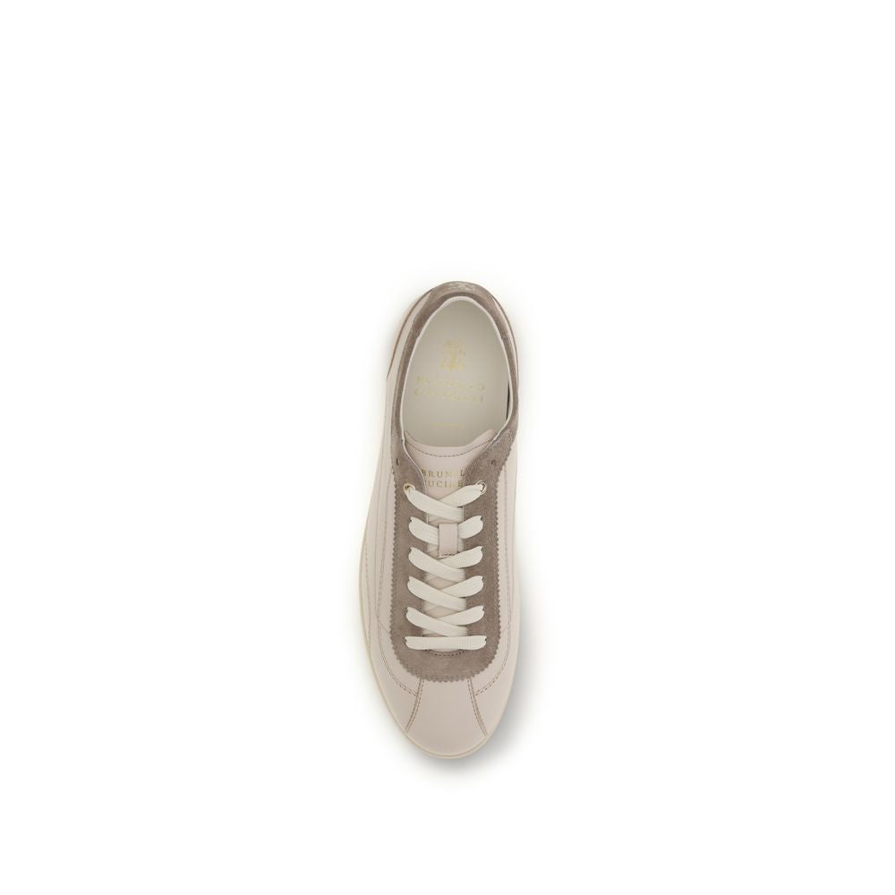 Brunello Cucinelli Beige Leather Low Top Sneakers | Regal Royce