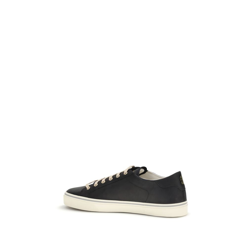Brunello Cucinelli Black Calf Leather Bos Taurus Low Top Sneakers | Regal Royce