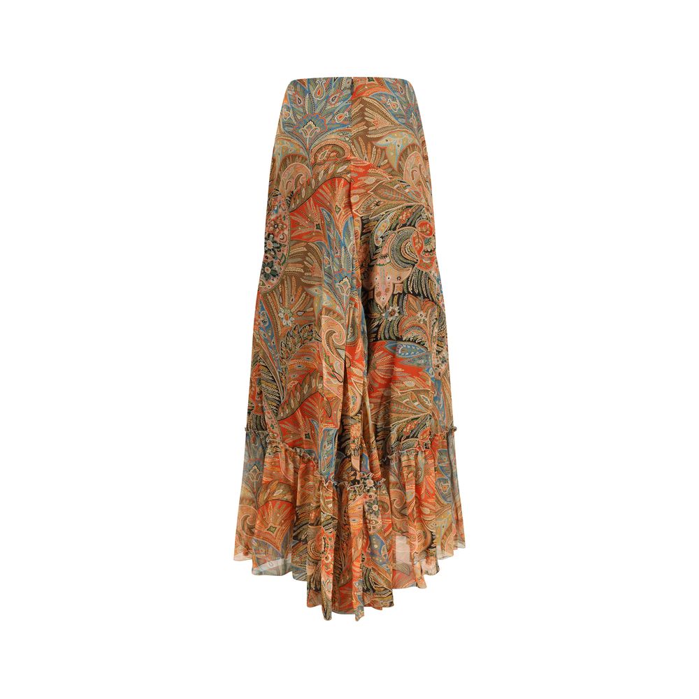Etro Multicolor Silk Long Skirt | Regal Royce