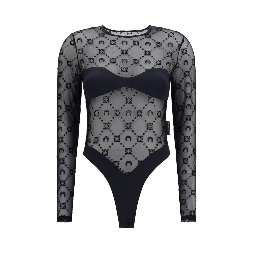 Marine Serre Black Polyamide Bodysuit | Regal Royce