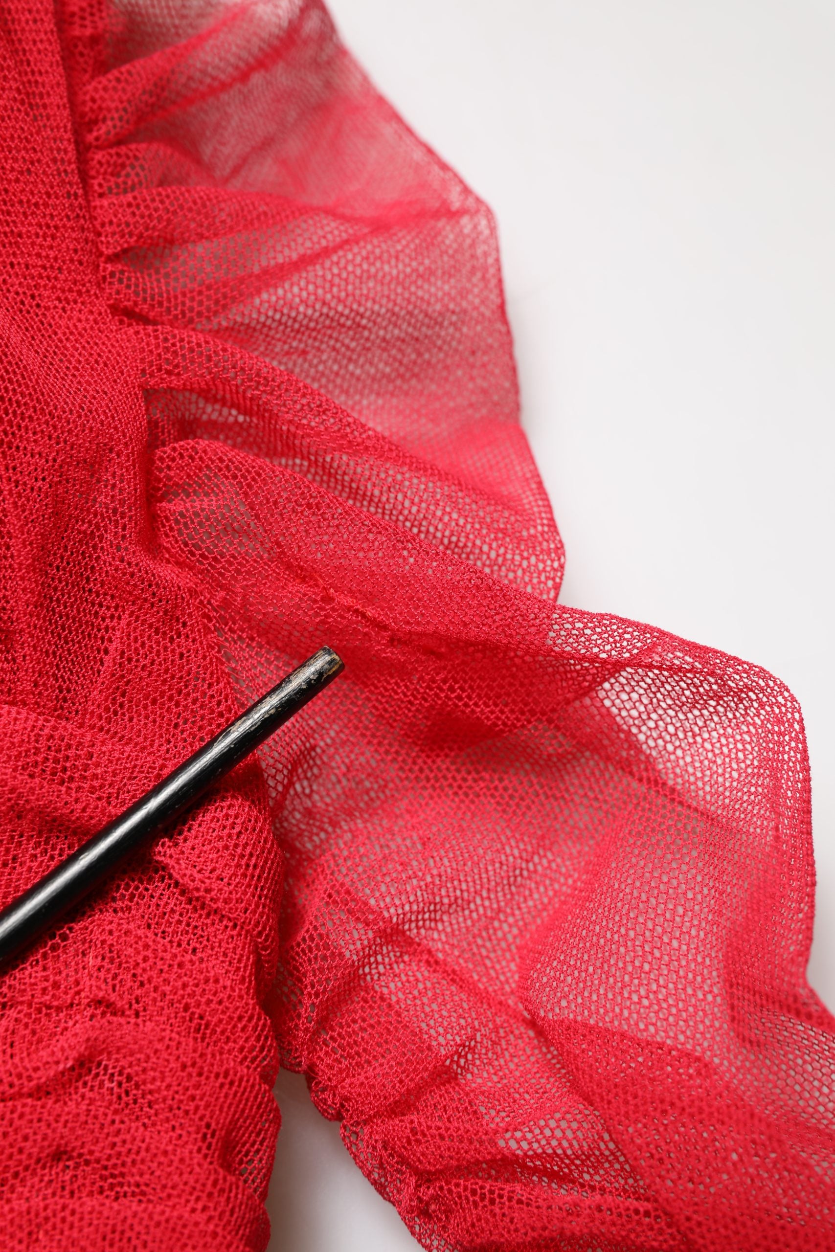 Dolce & Gabbana Red Cotton Ruched Stretch Tulle Midi Dress | Regal Royce