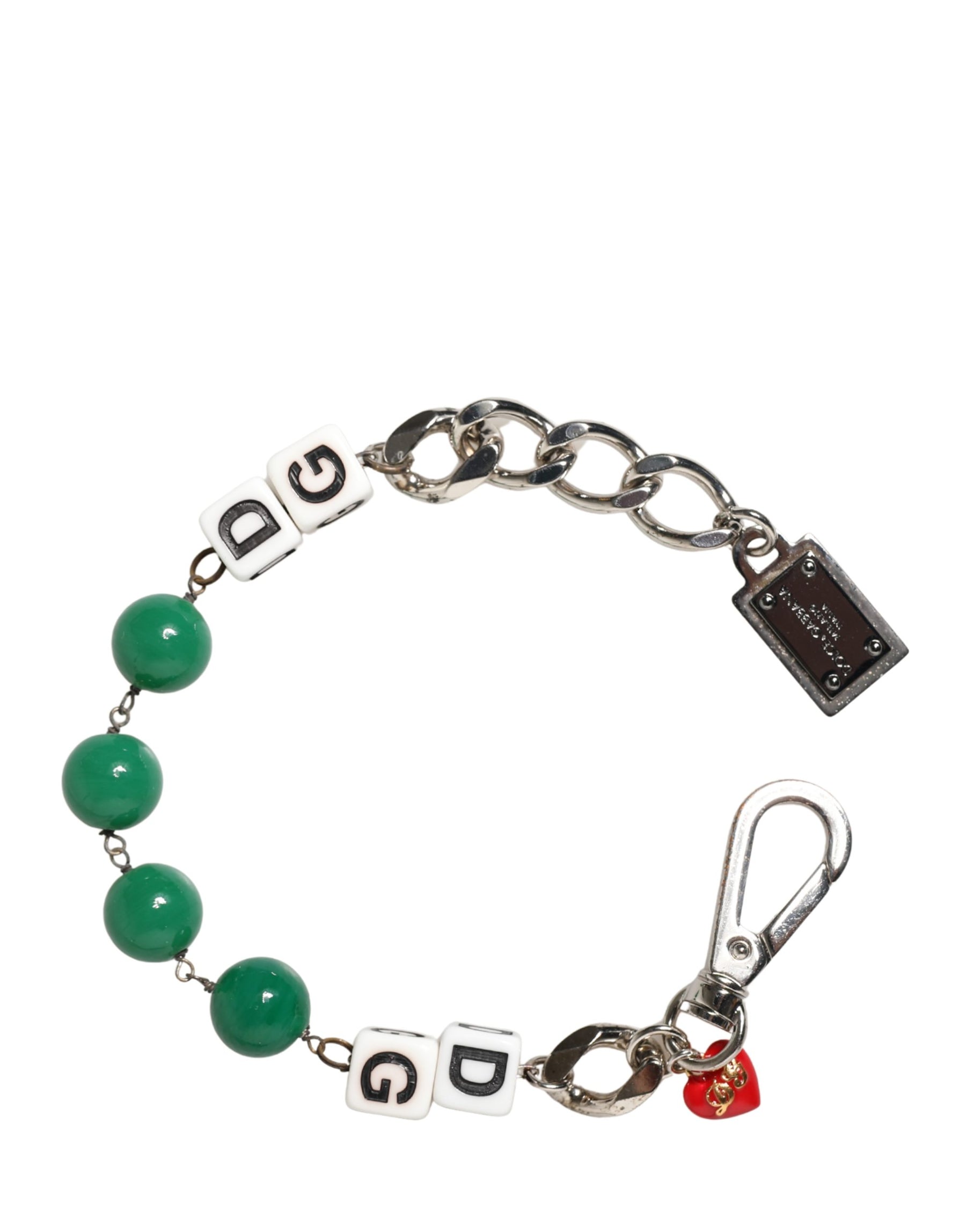 Dolce & Gabbana Silver Brass Chain Dice DG Logo EmbellishedCharm Bracelet | Regal Royce