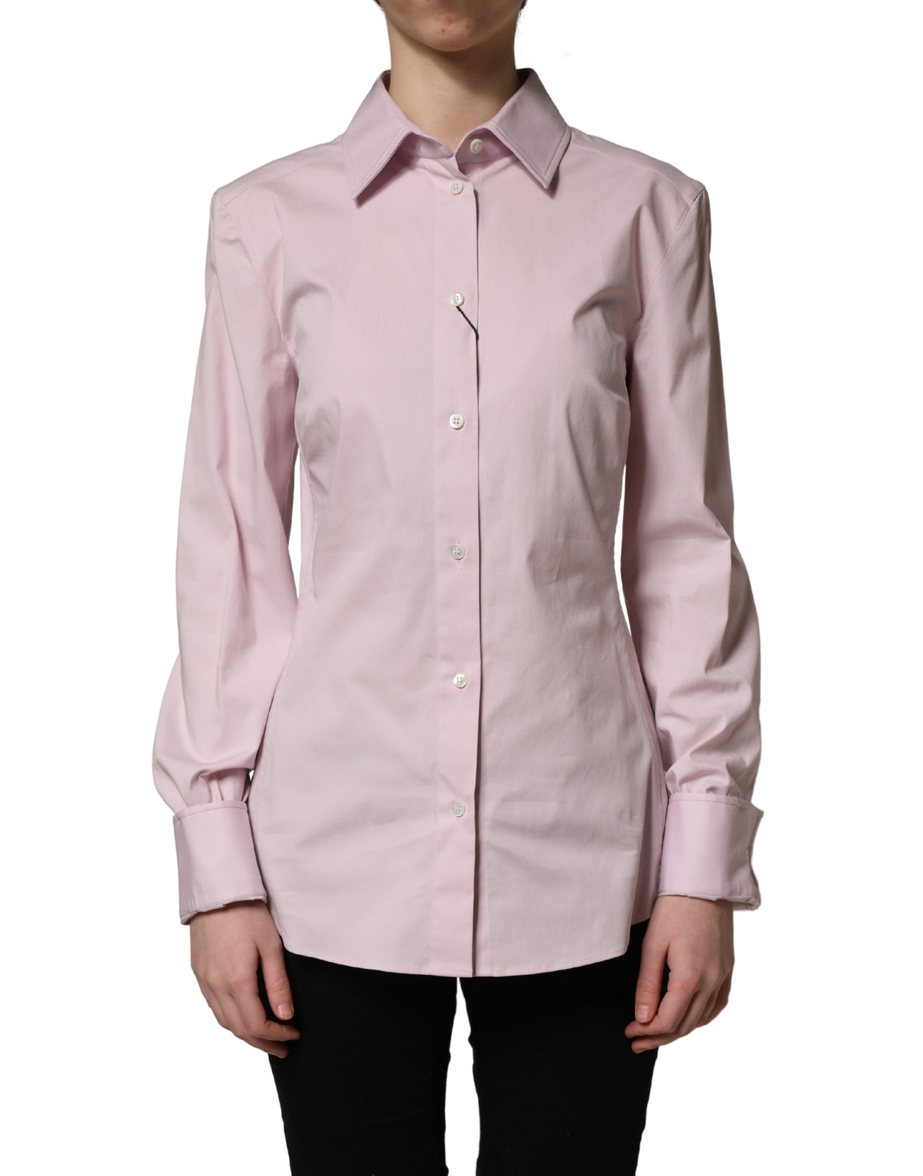 Dolce & Gabbana Pink Cotton Long Sleeves Collared Shirt Top | Regal Royce