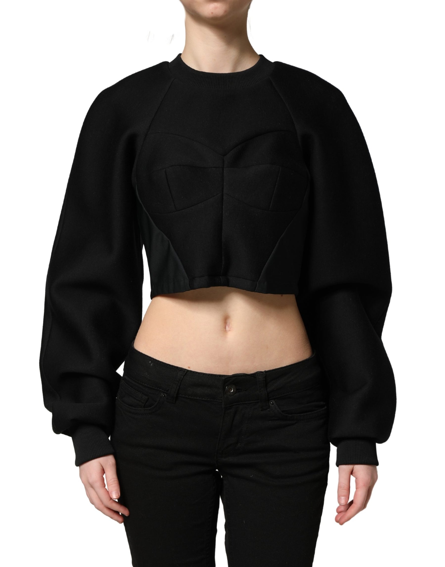 Philosophy Black Cropped ZipperBack Sweatshirt Sweater | Regal Royce