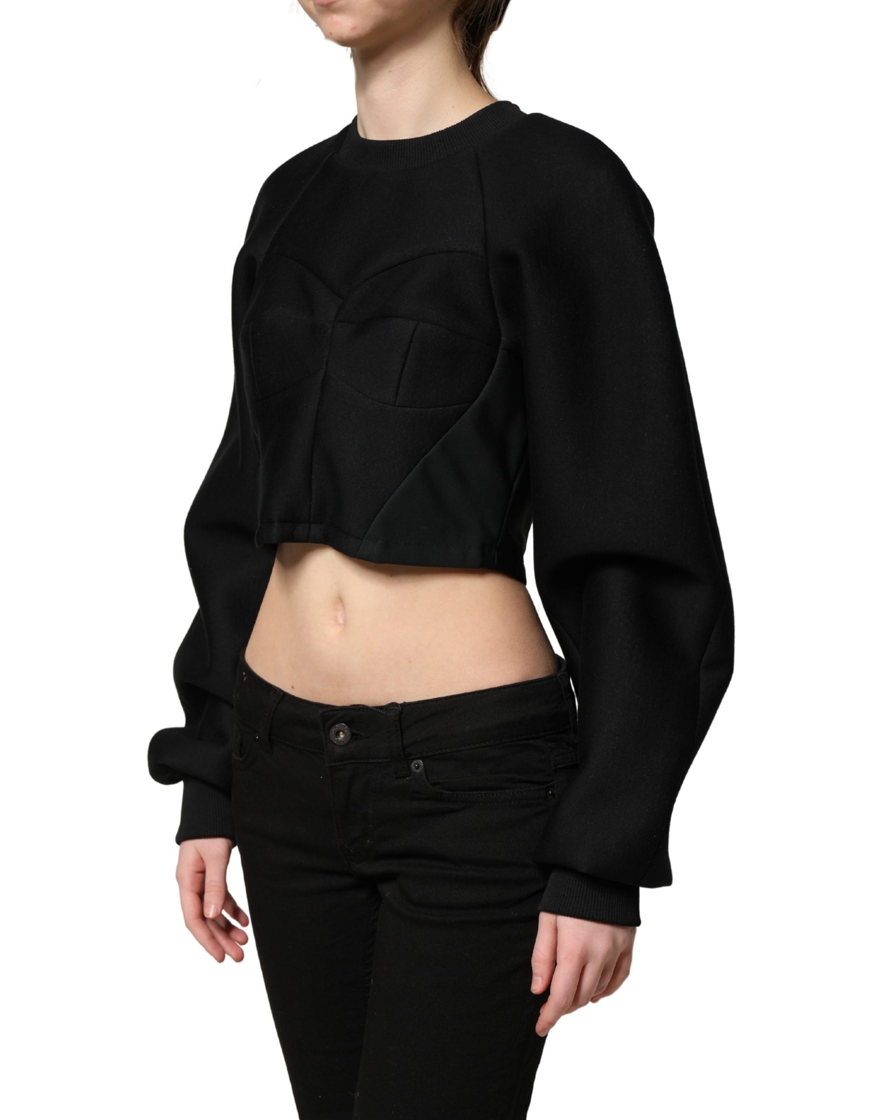 Philosophy Black Cropped ZipperBack Sweatshirt Sweater | Regal Royce