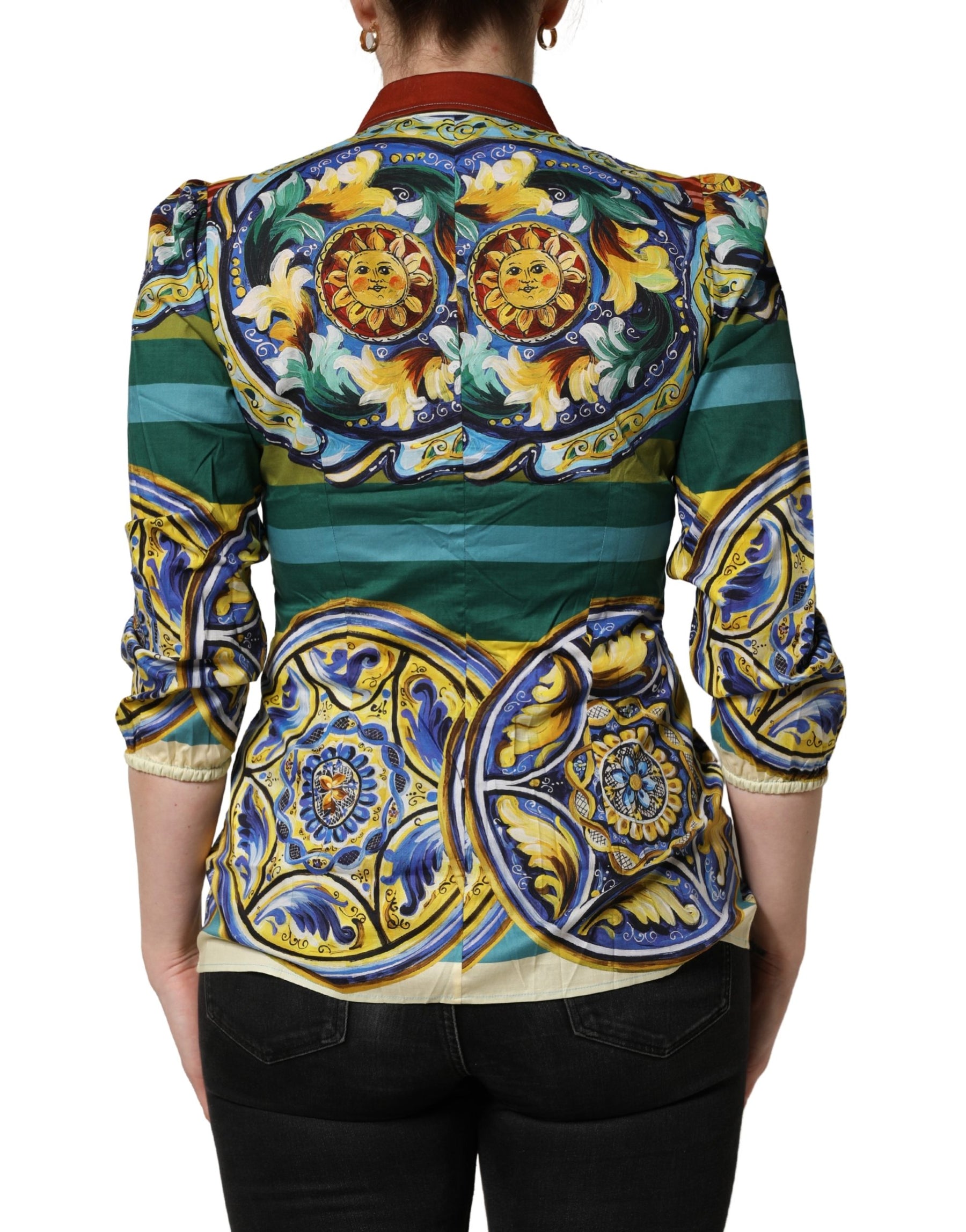 Dolce & Gabbana Multicolor Majolica Print Cotton Blouse Top | Regal Royce
