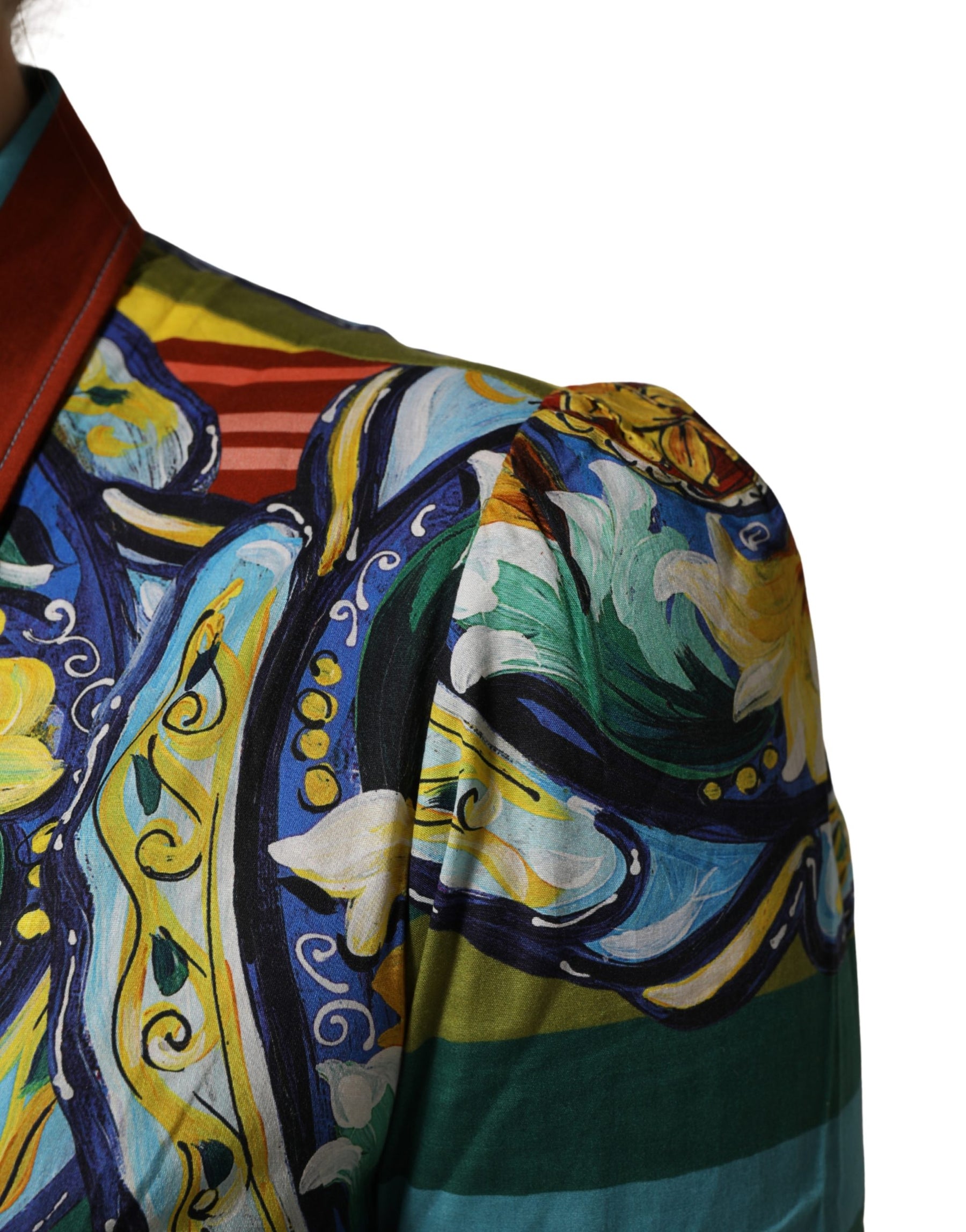 Dolce & Gabbana Multicolor Majolica Print Cotton Blouse Top | Regal Royce