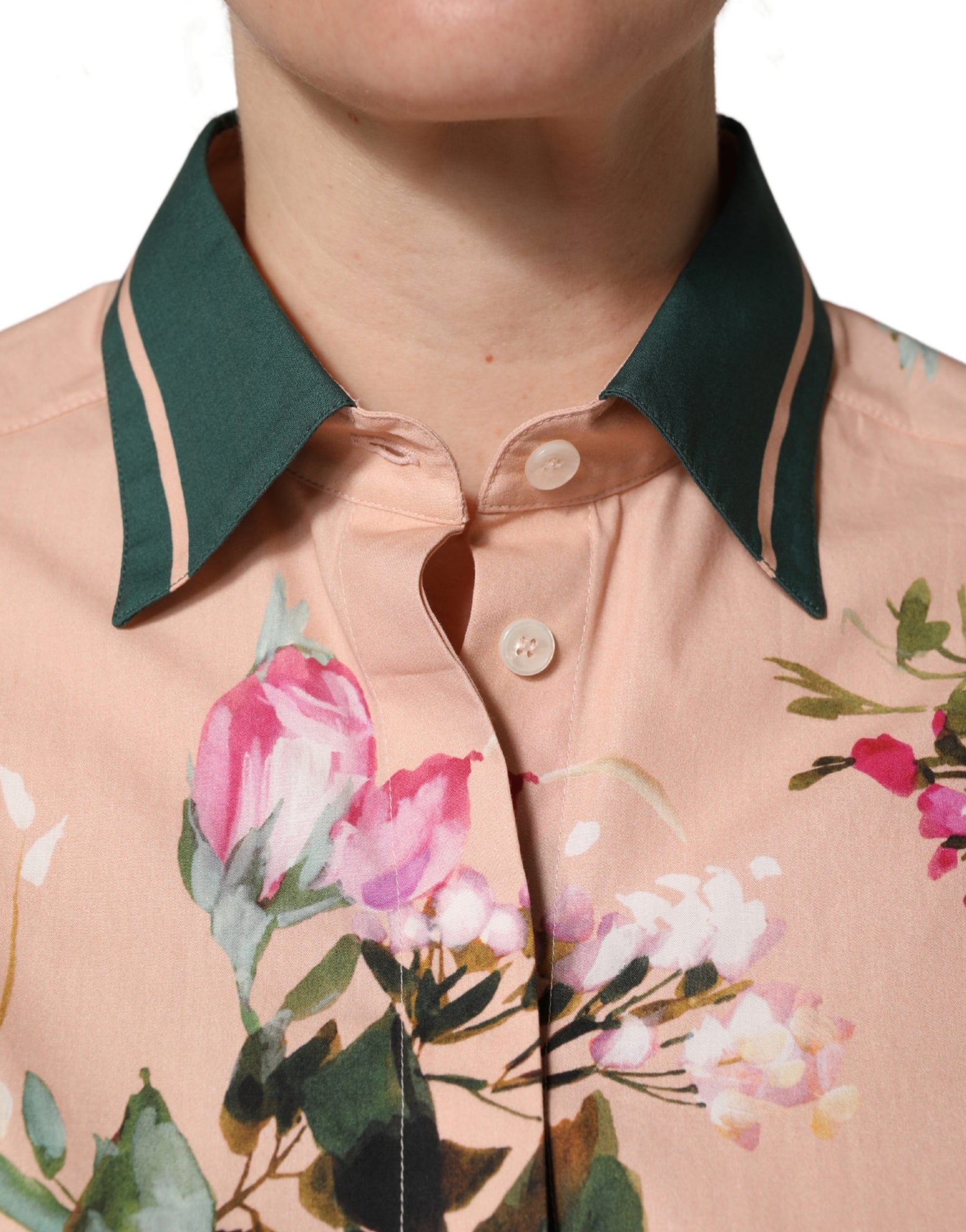 Dolce & Gabbana Pink Floral Cotton Button Front Shirt Top | Regal Royce