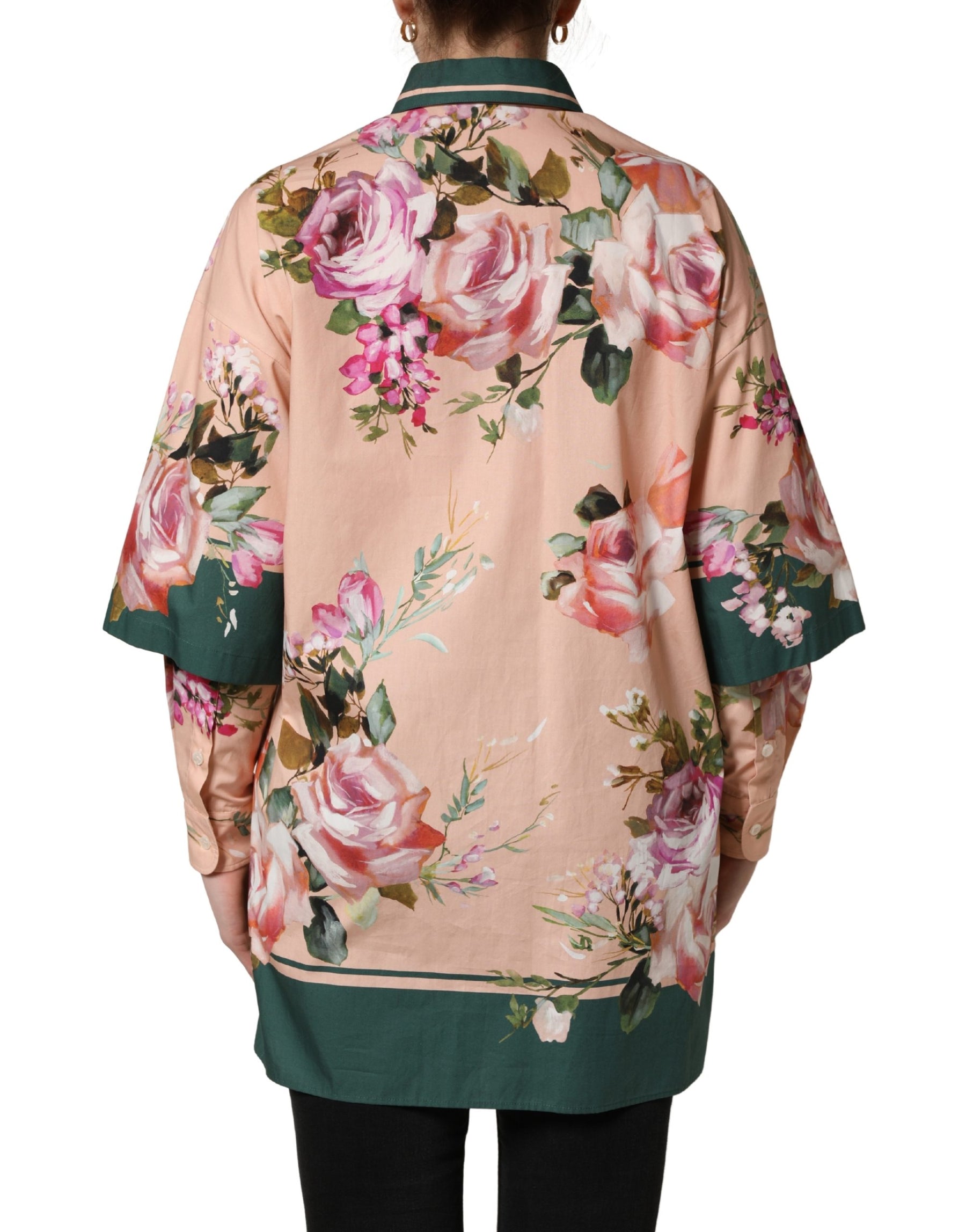 Dolce & Gabbana Pink Floral Cotton Button Front Shirt Top | Regal Royce
