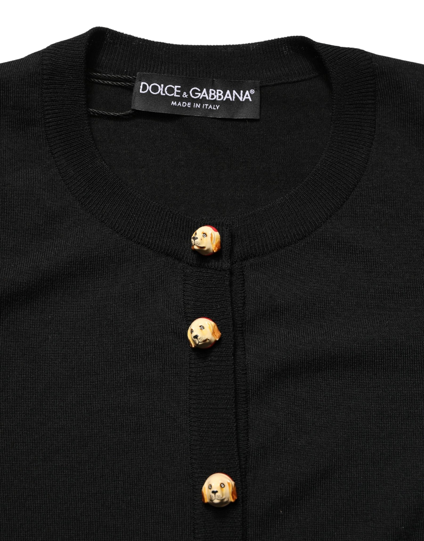 Dolce & Gabbana Black Wool Knitted Button Front Cardigan Sweater | Regal Royce