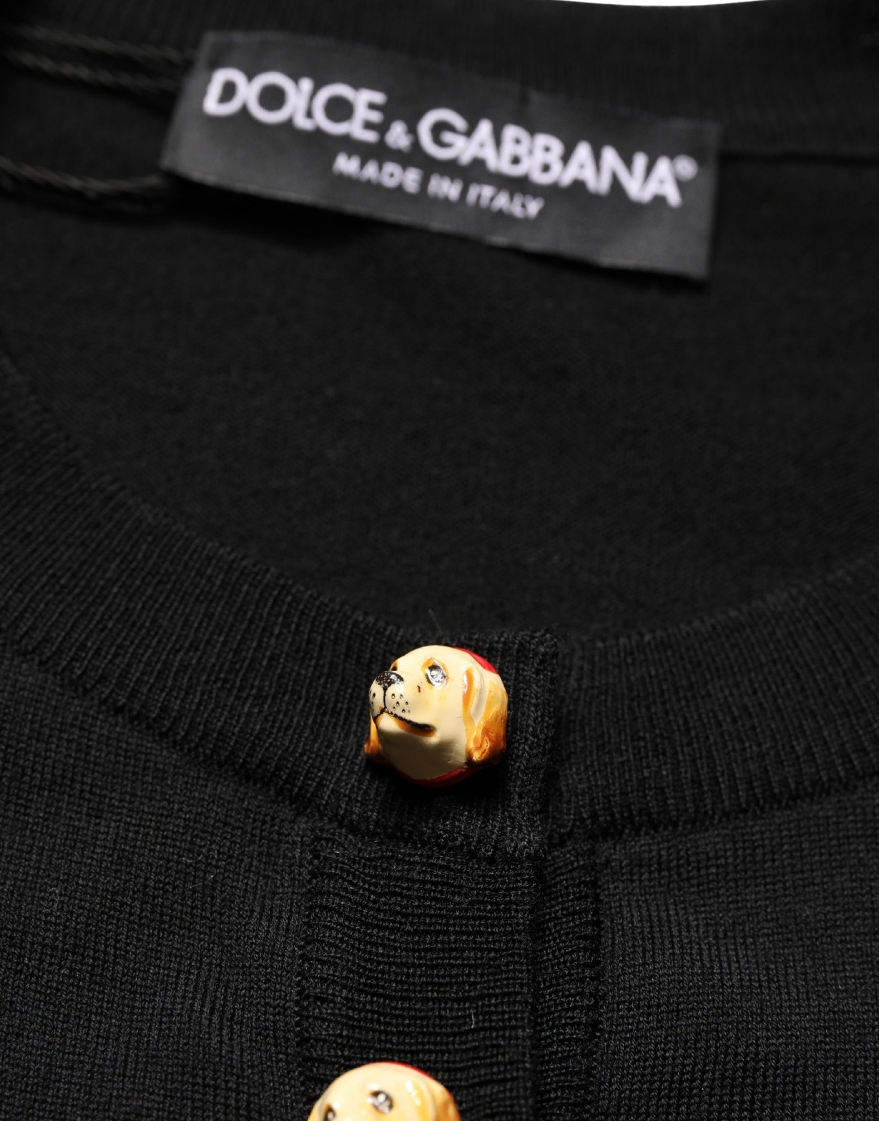 Dolce & Gabbana Black Wool Knitted Button Front Cardigan Sweater | Regal Royce