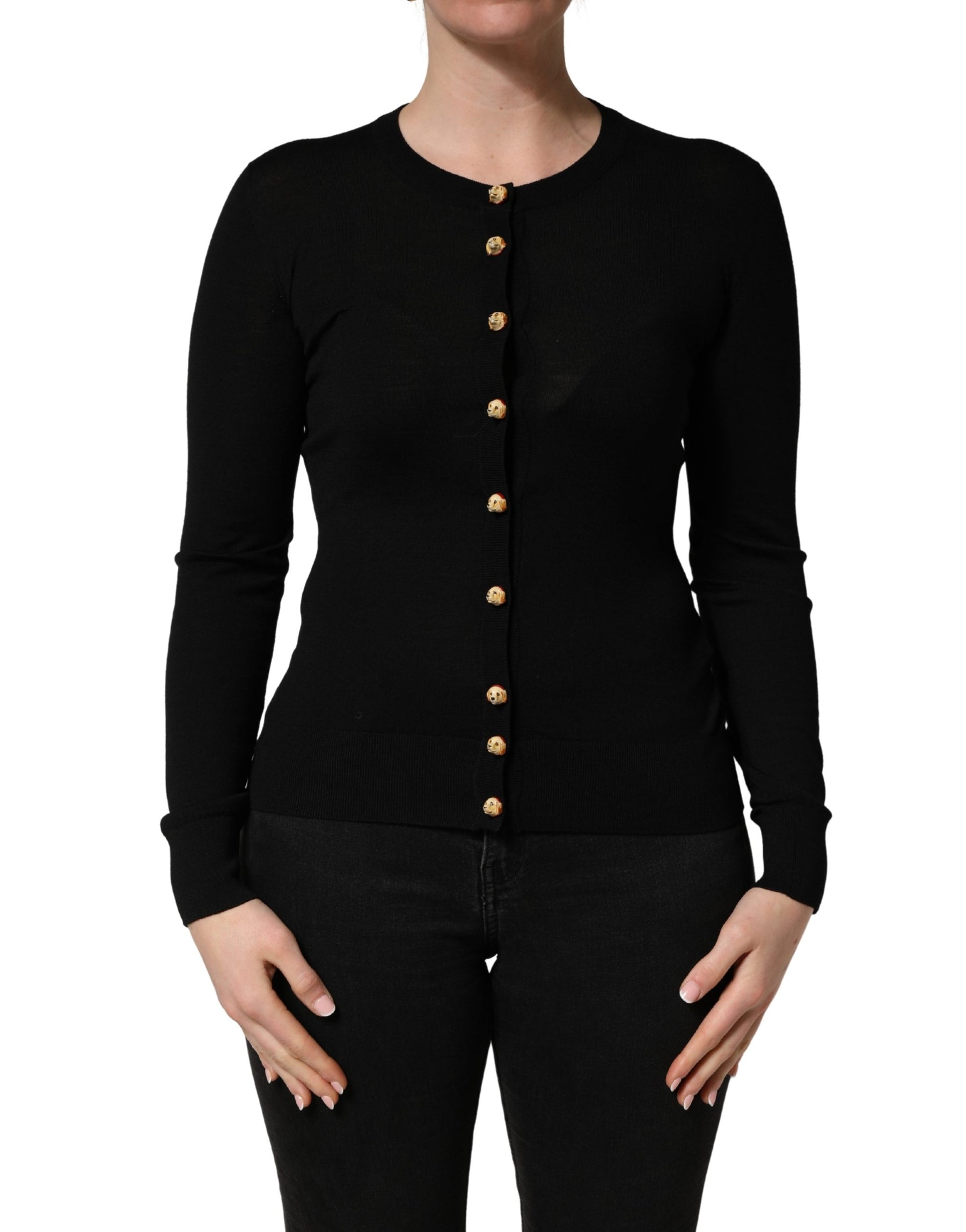 Dolce & Gabbana Black Wool Knitted Button Front Cardigan Sweater | Regal Royce