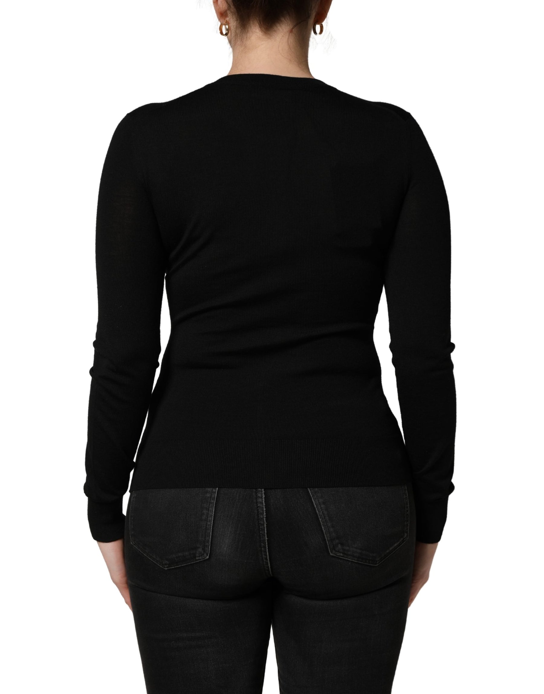 Dolce & Gabbana Black Wool Knitted Button Front Cardigan Sweater | Regal Royce