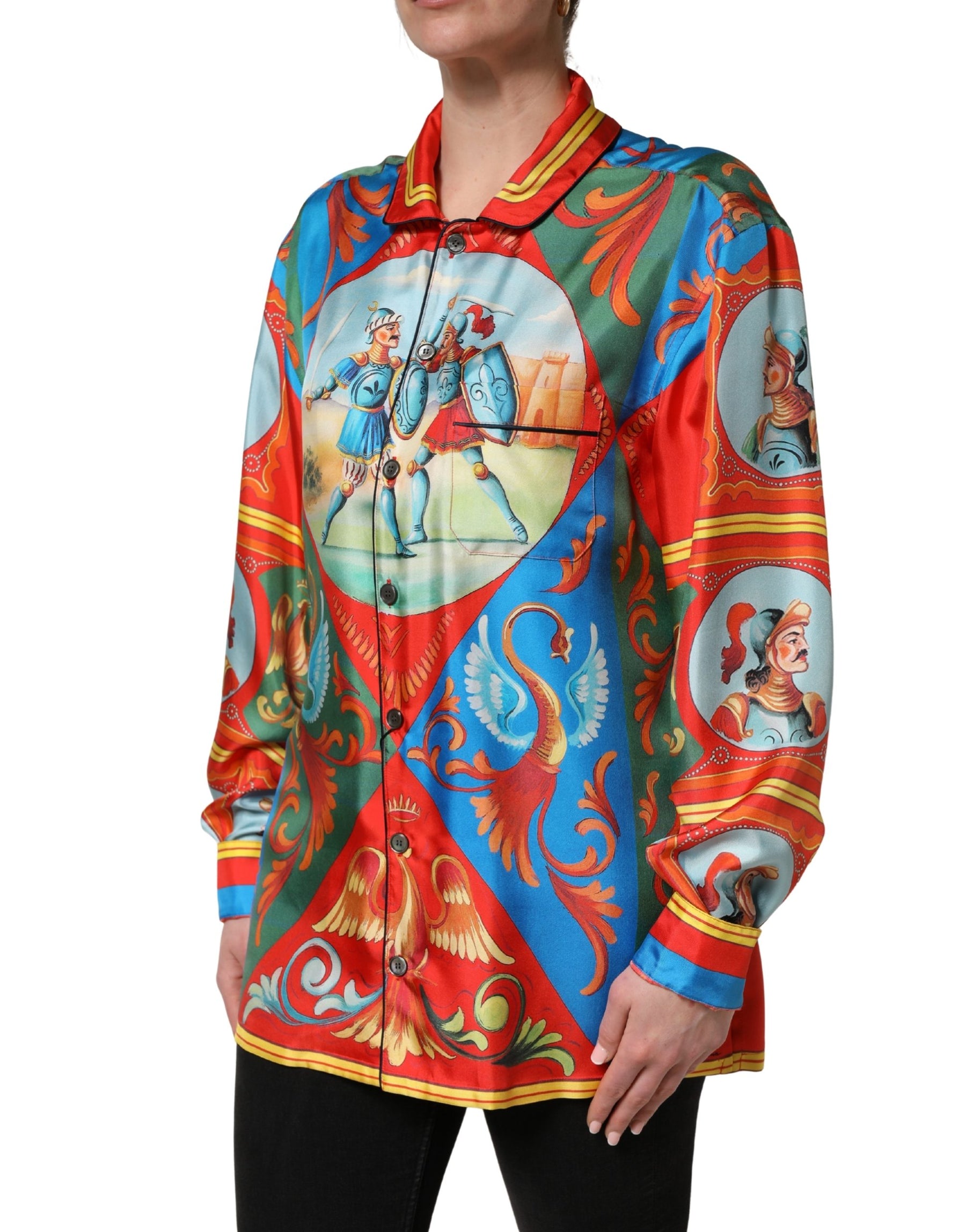 Dolce & Gabbana Multicolor Printed Long Sleeve Button Down Shirt Top | Regal Royce