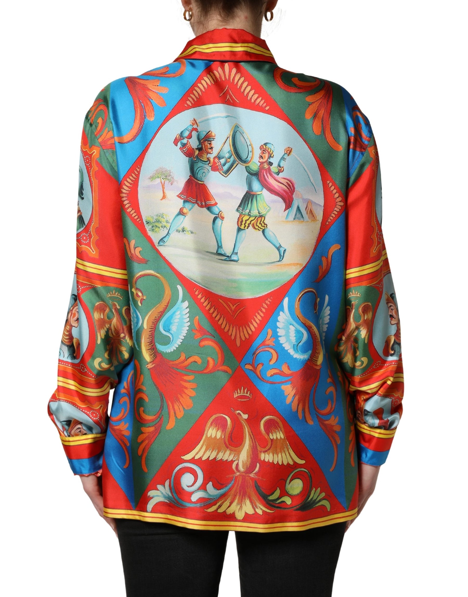 Dolce & Gabbana Multicolor Printed Long Sleeve Button Down Shirt Top | Regal Royce