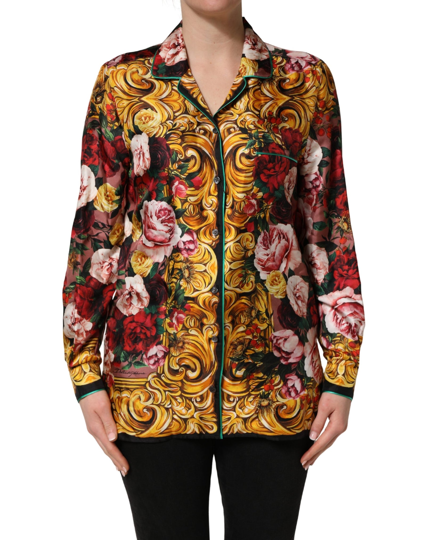 Dolce & Gabbana Multicolor Floral Long Sleeves Button Down Shirt Top | Regal Royce