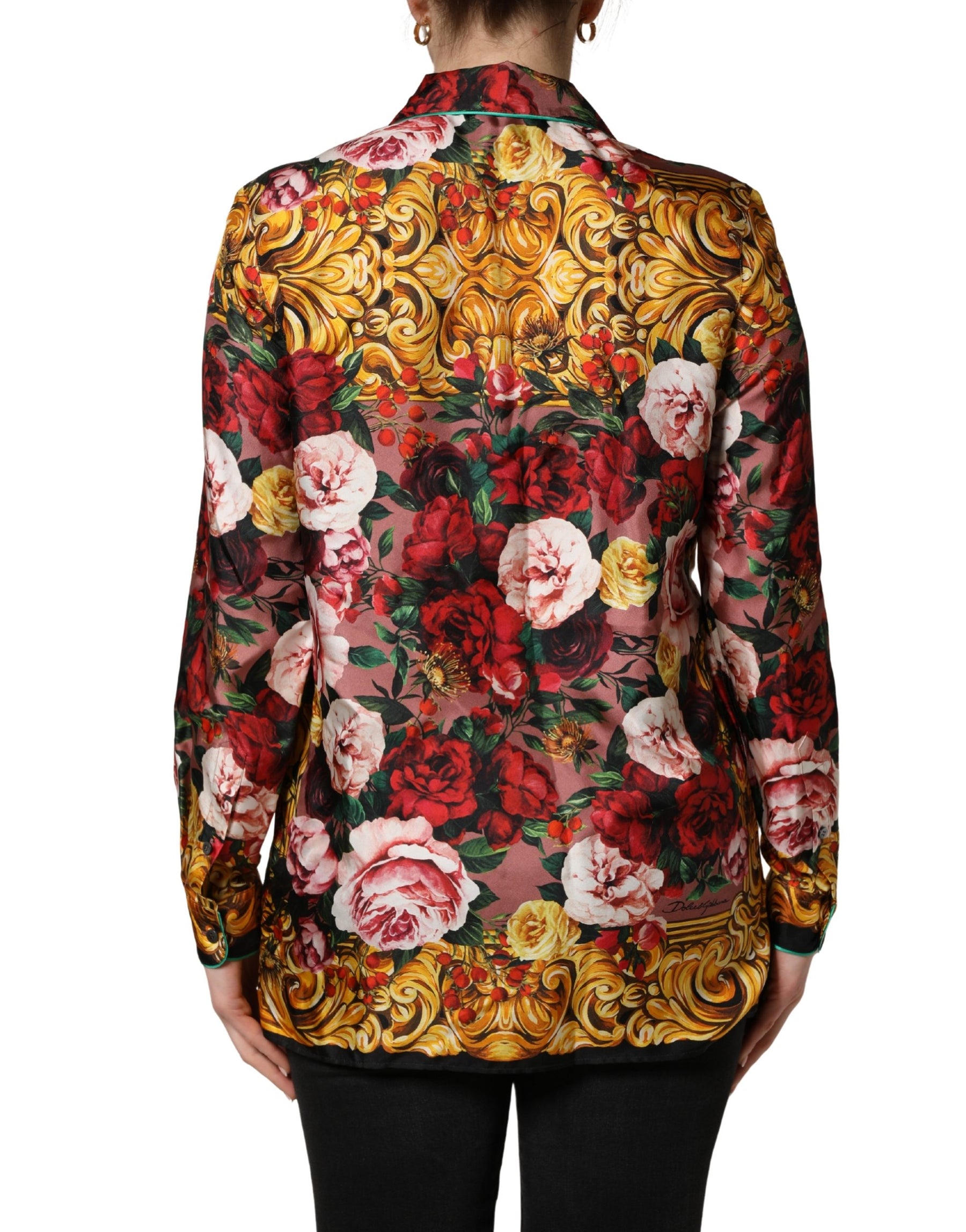 Dolce & Gabbana Multicolor Floral Long Sleeves Button Down Shirt Top | Regal Royce